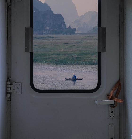white and brown train door