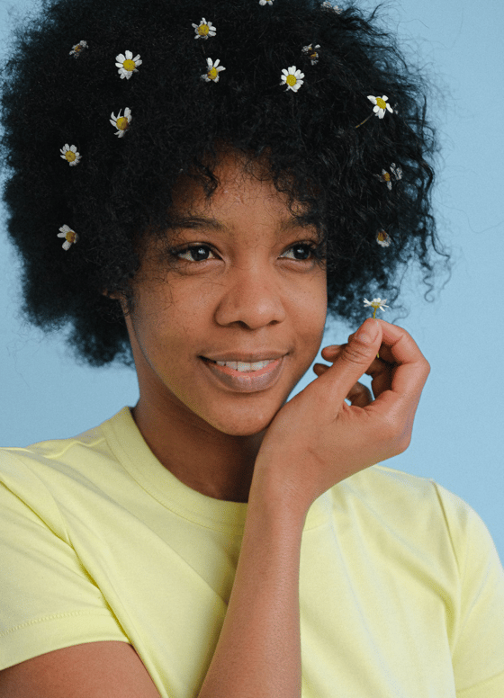 Woman with flowers in hair