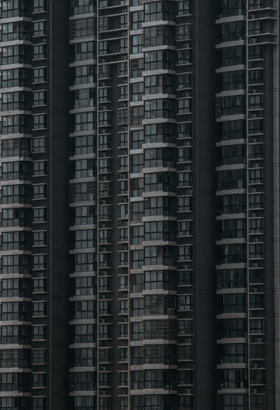 black and white concrete building