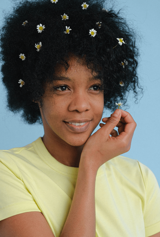 Woman with flowers in hair