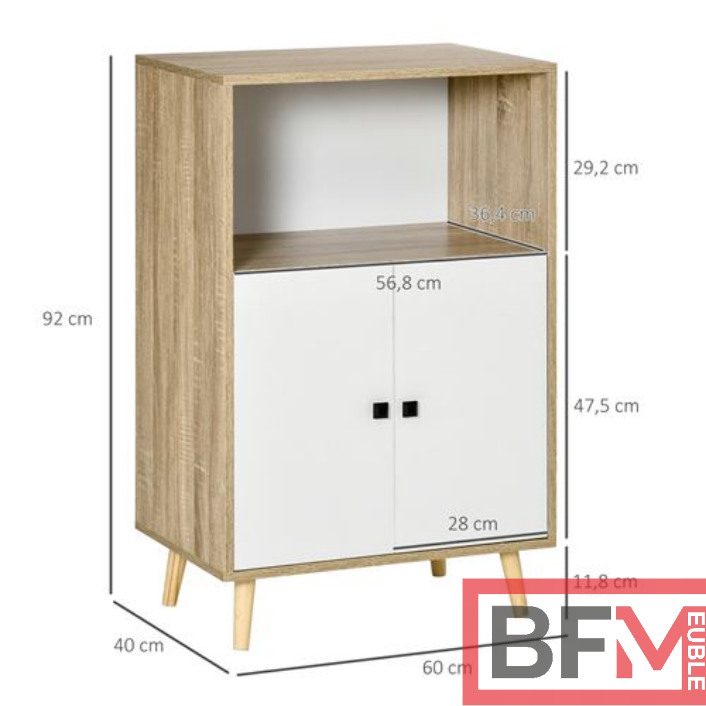 Buffet meuble de rangement design scandinave 2 portes