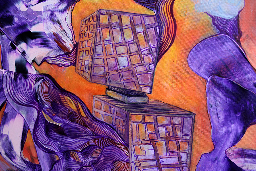 Purple mechanical cow