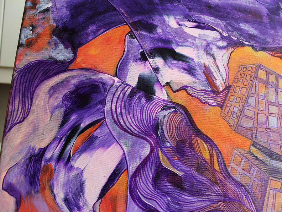 Purple mechanical cow