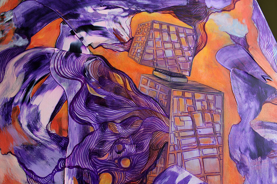 Purple mechanical cow