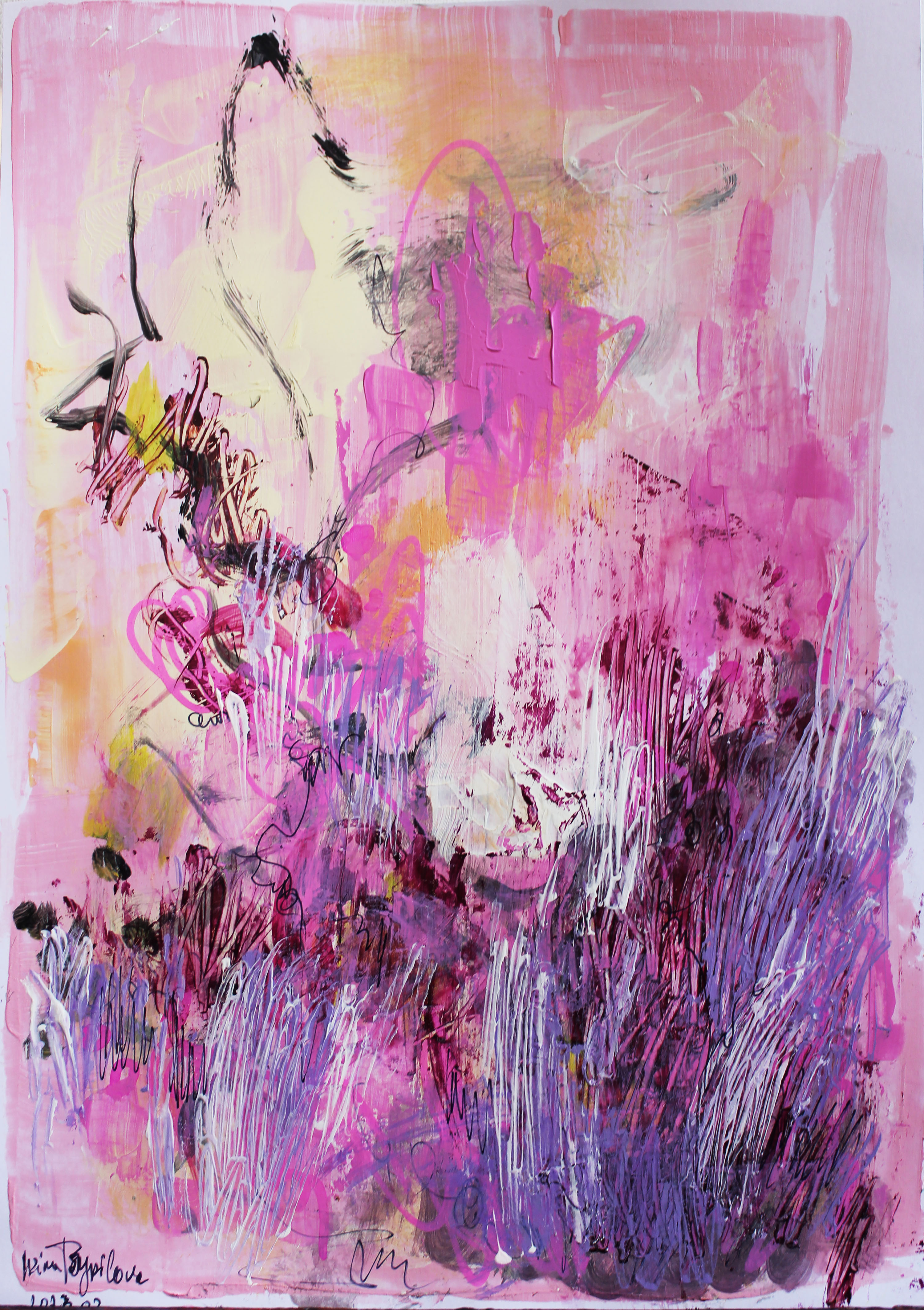 Fog over cherry blossom gardens