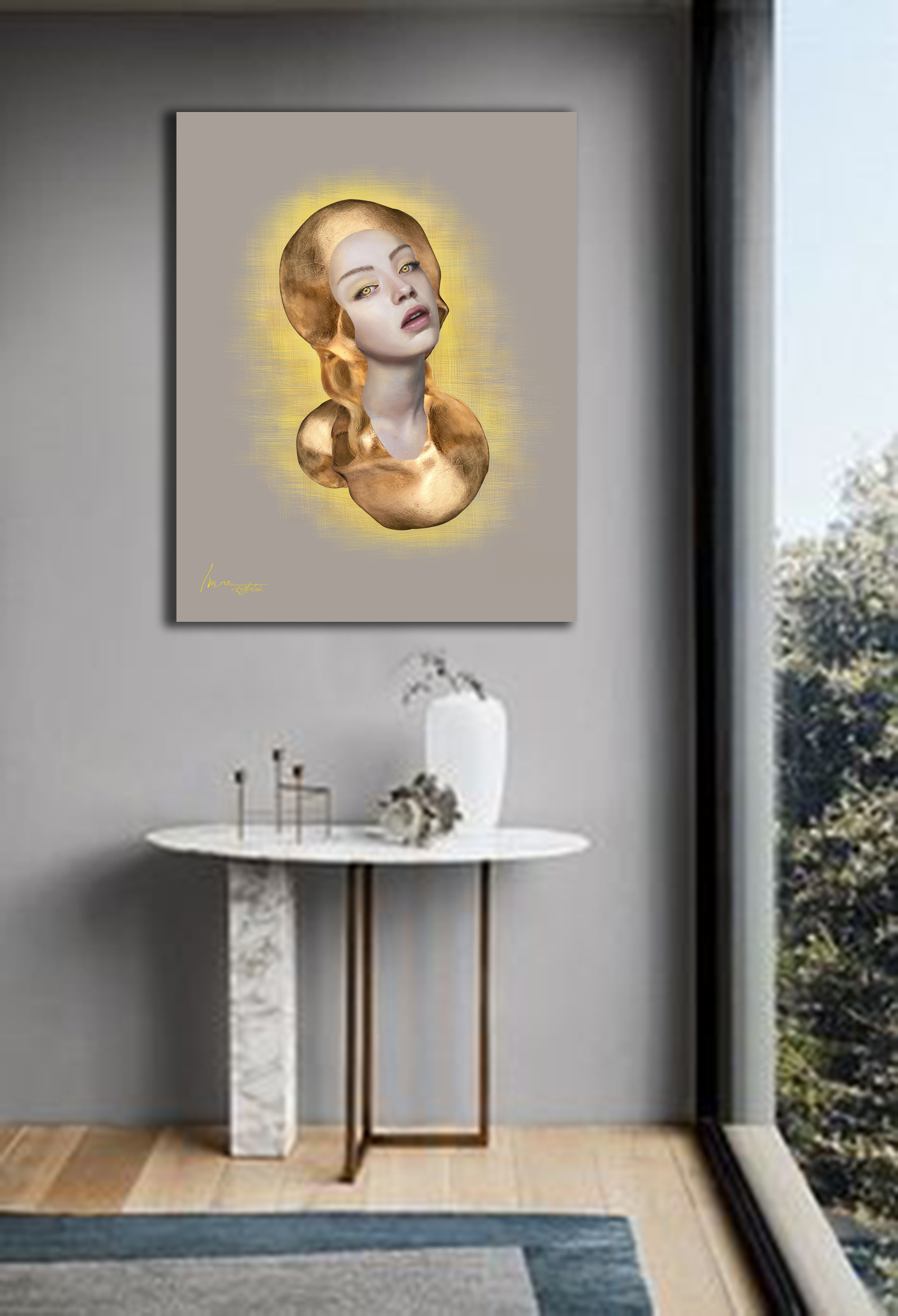 Angel and three skulls