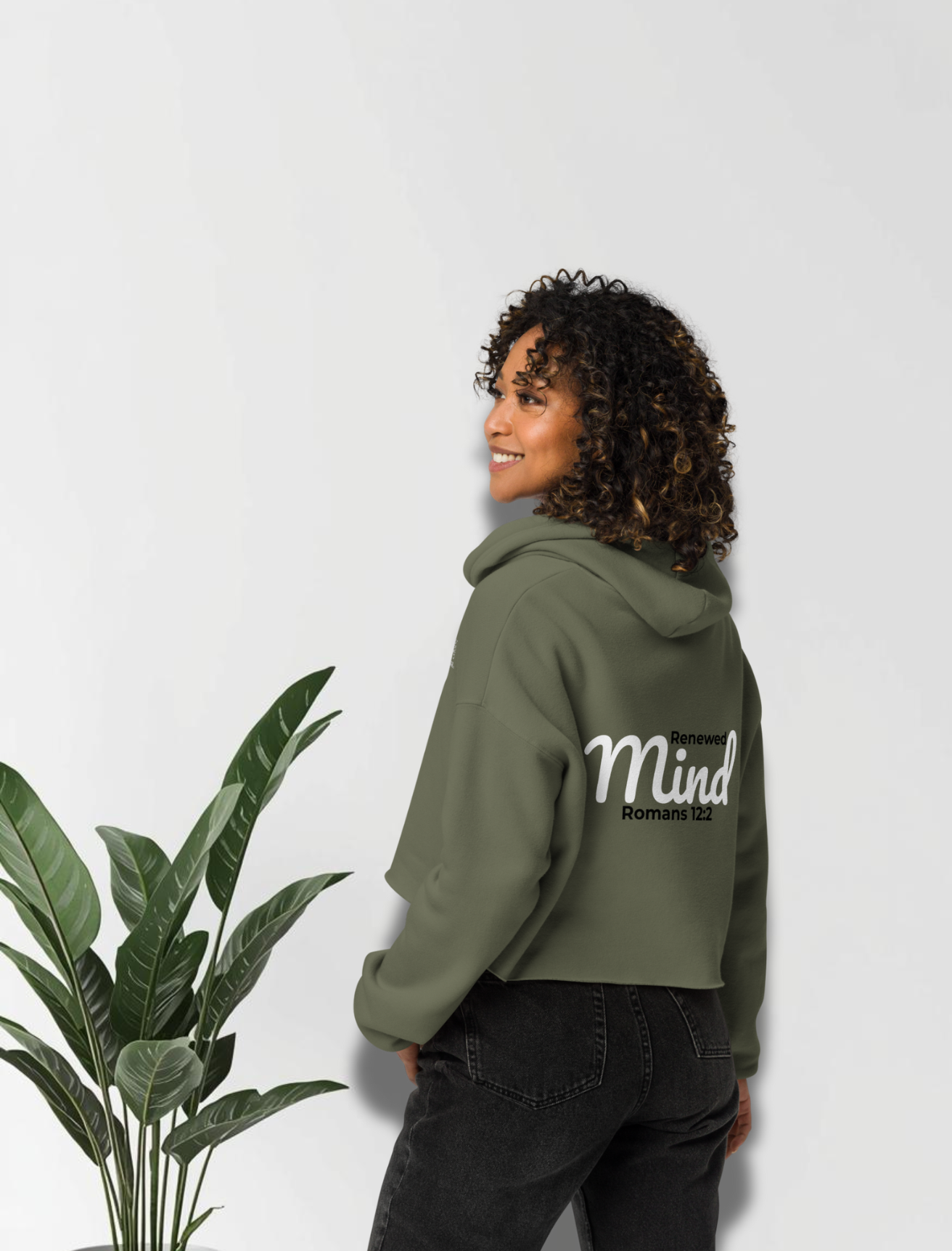 Olive Cropped Hoodie