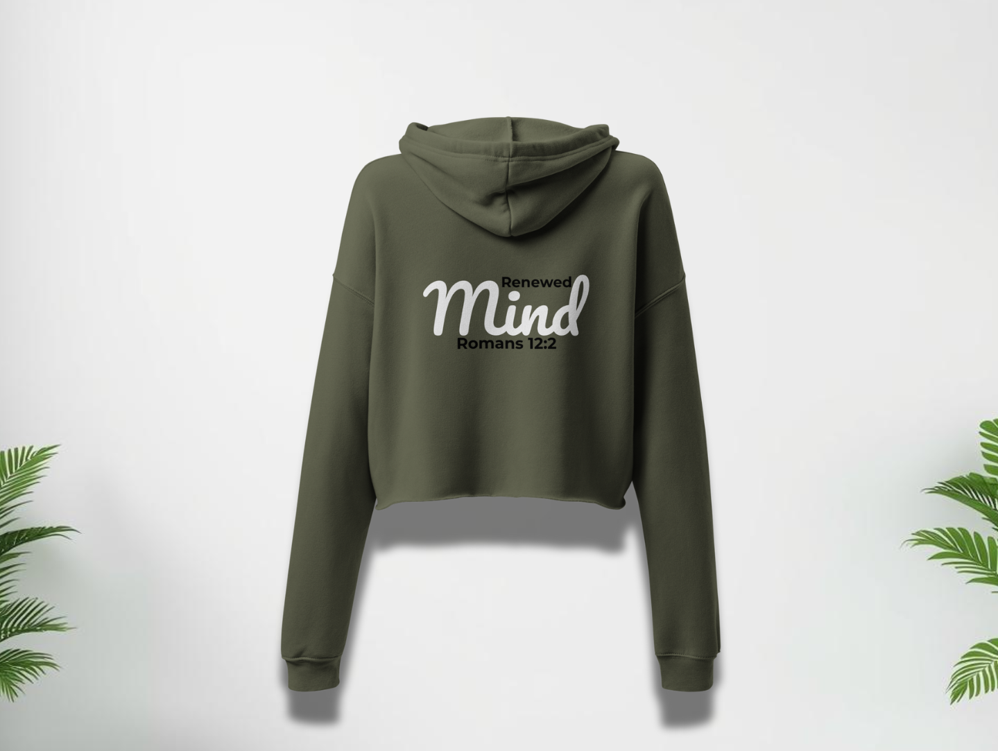 Olive Cropped Hoodie