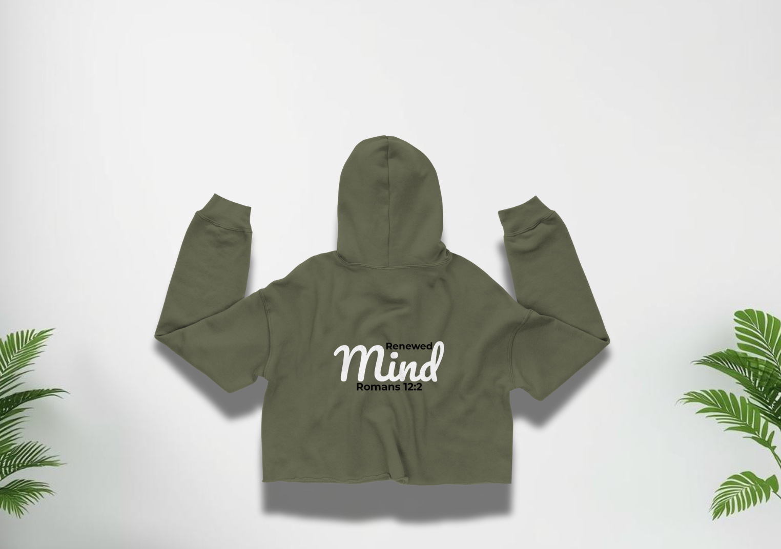 Olive Cropped Hoodie