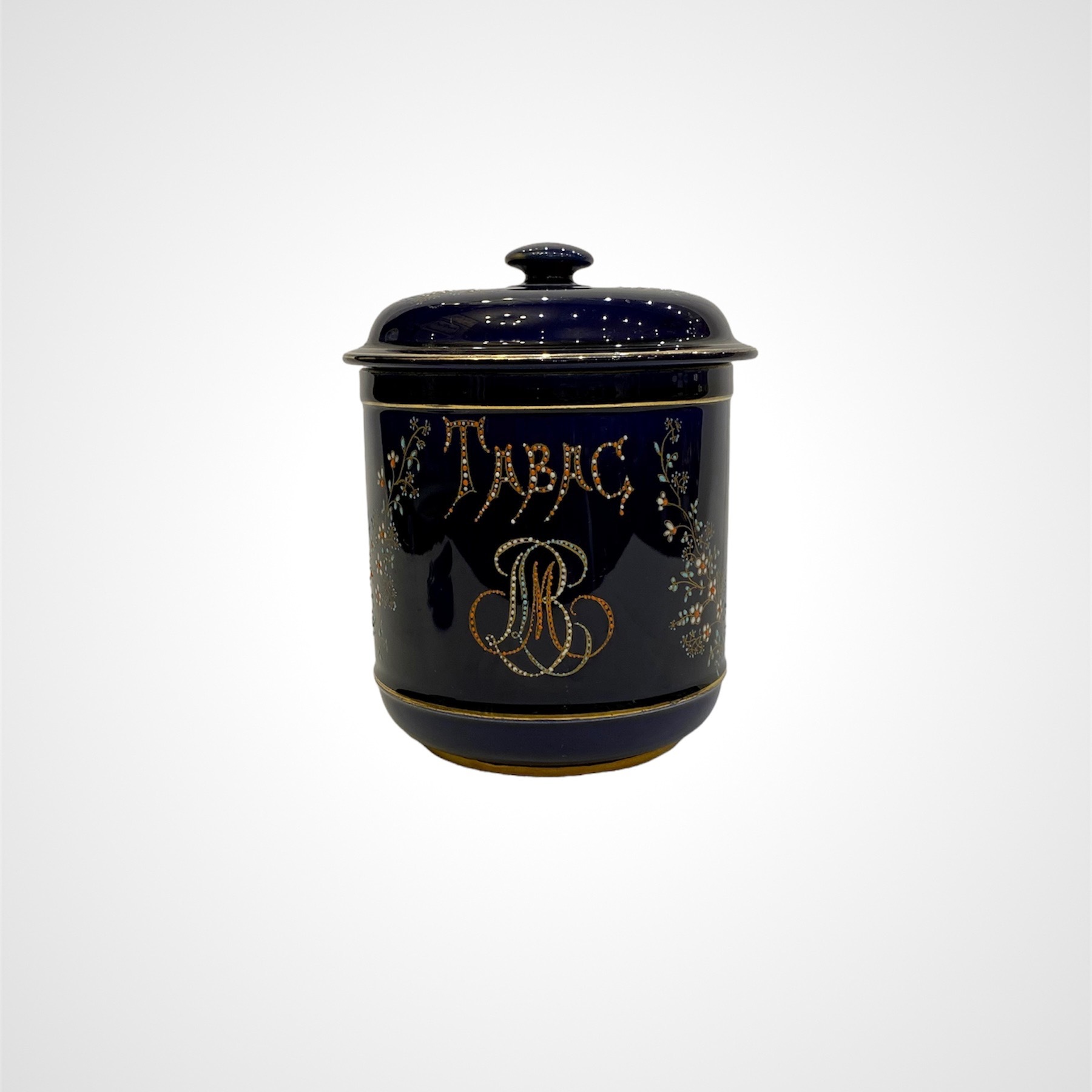 Pot "Tabac" en faïence émaillée, années 1930