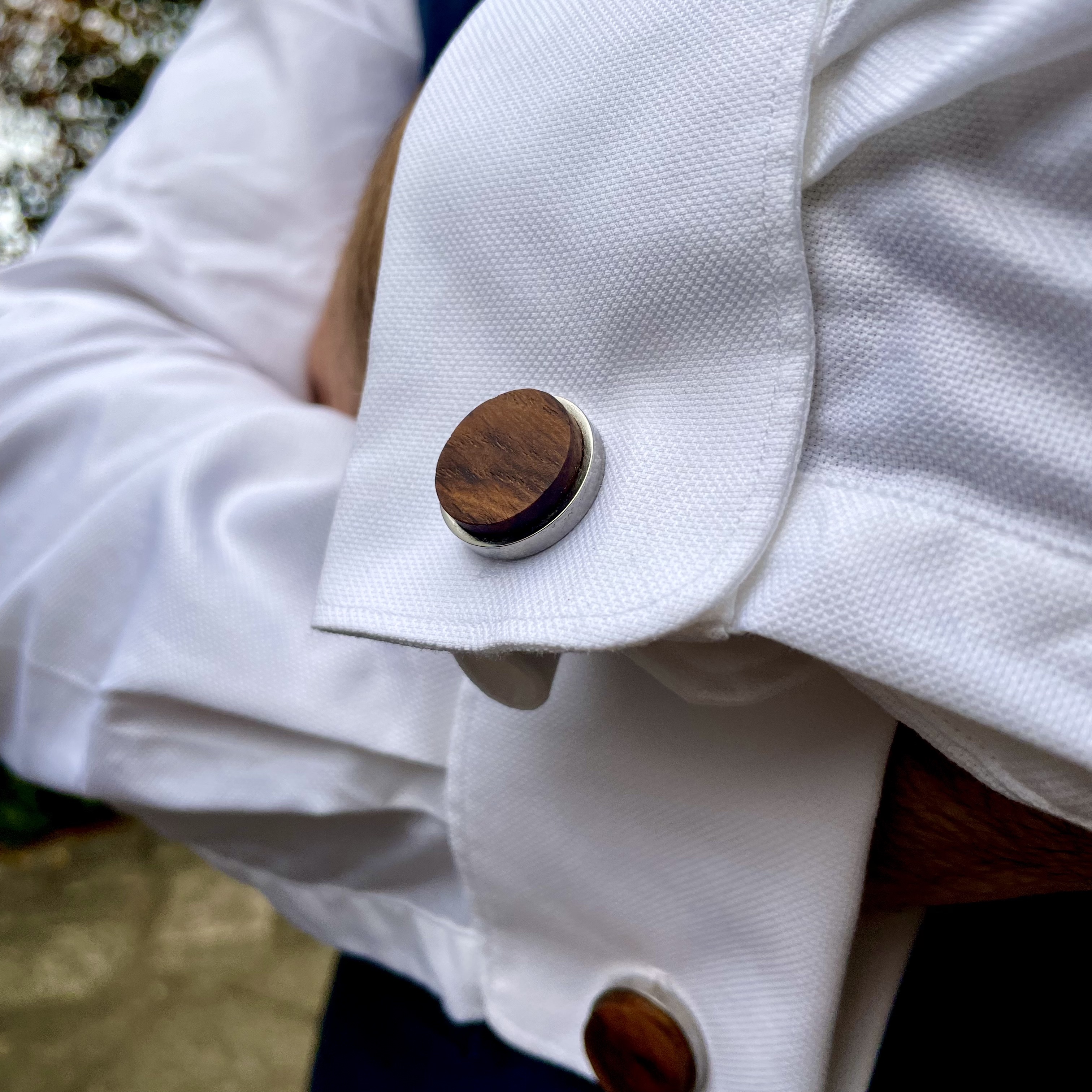 Stainless Steel and Hardwood Cufflinks