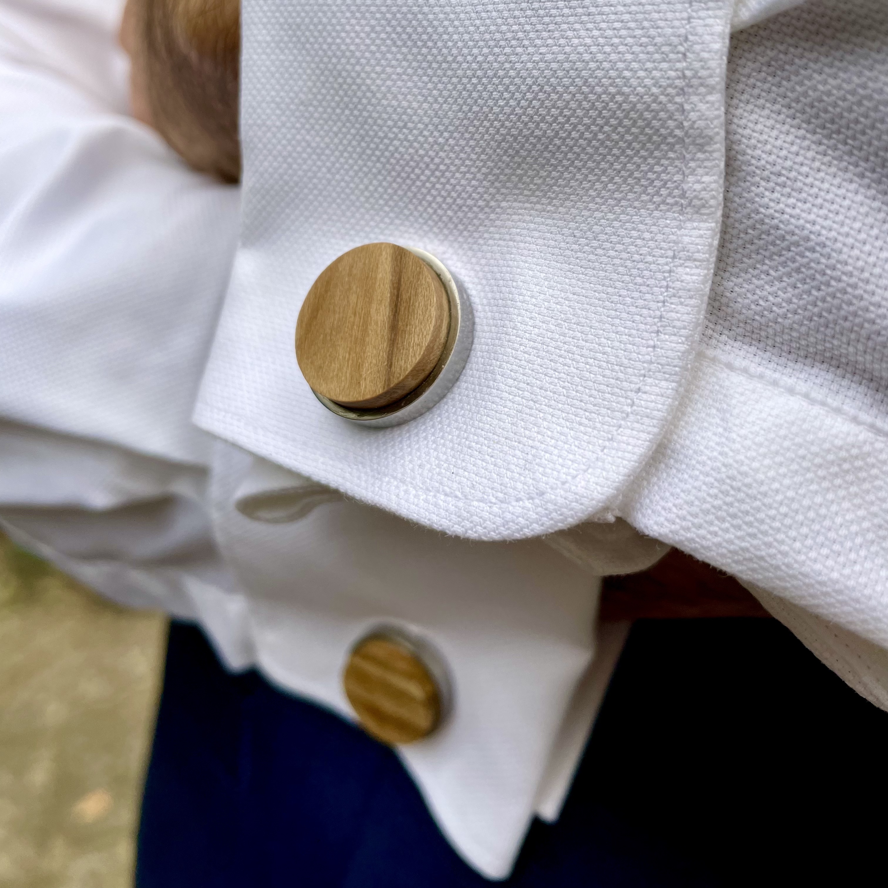 Stainless Steel and Hardwood Cufflinks