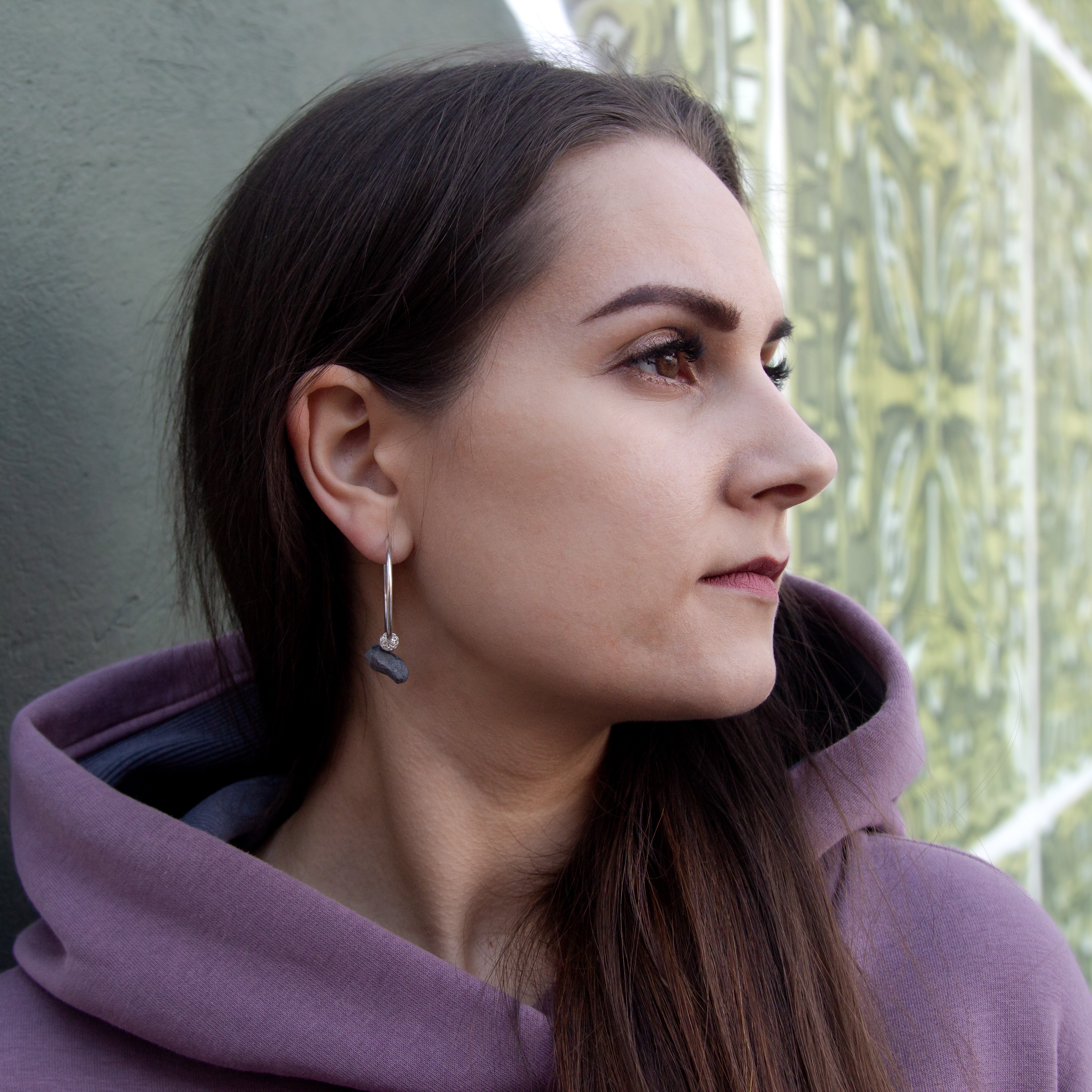 Auskarai APVALUS AKMUO / Earrings ROUND STONE