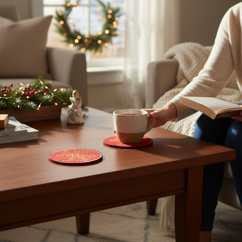 Kalėdinių puodelio padėkliukų komplektas