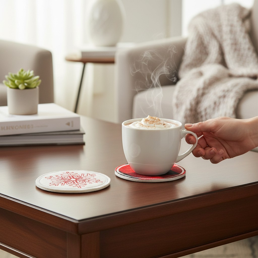 Kalėdinių puodelio padėkliukų komplektas