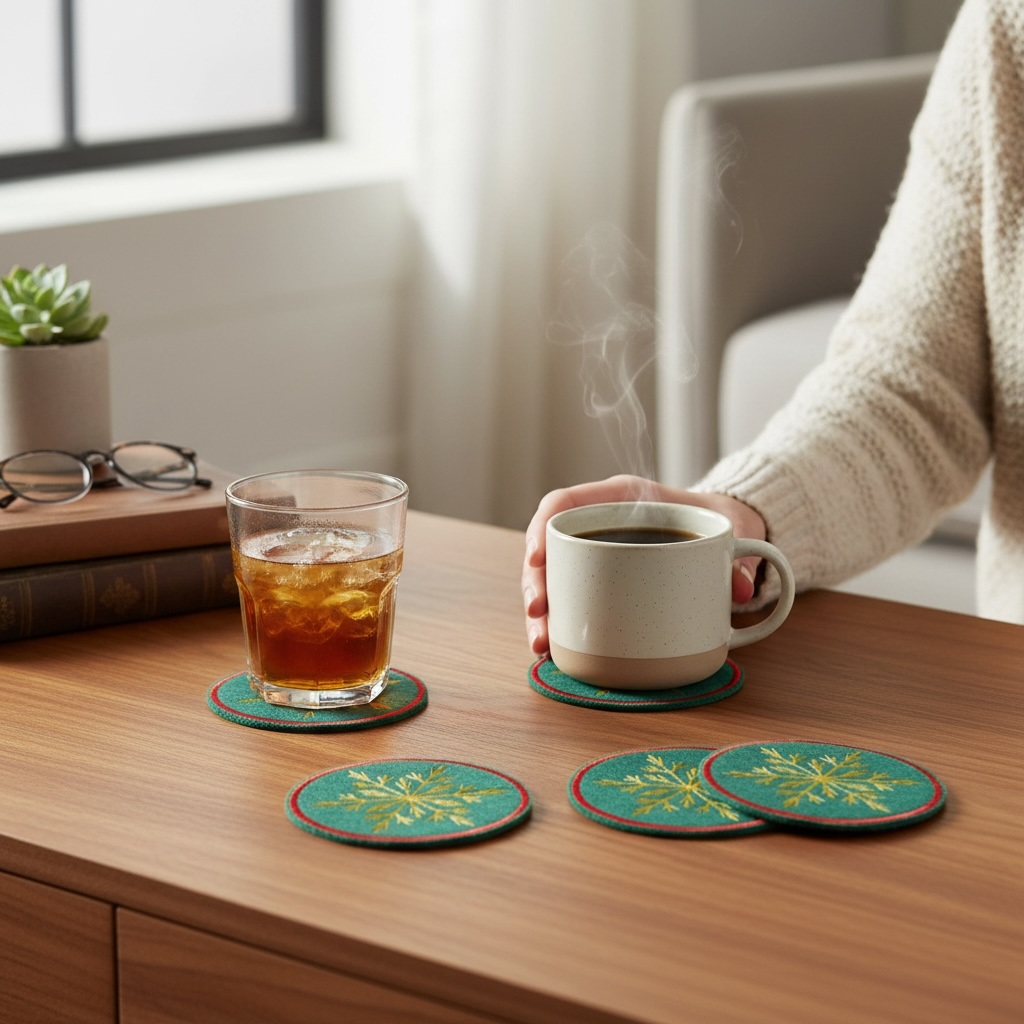 Kalėdinių puodelio padėkliukų komplektas