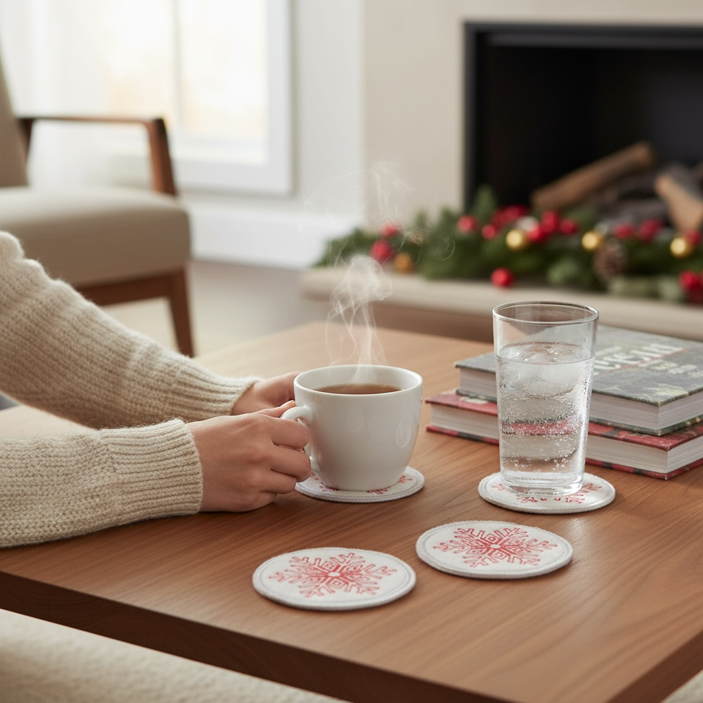 Kalėdinių puodelio padėkliukų komplektas