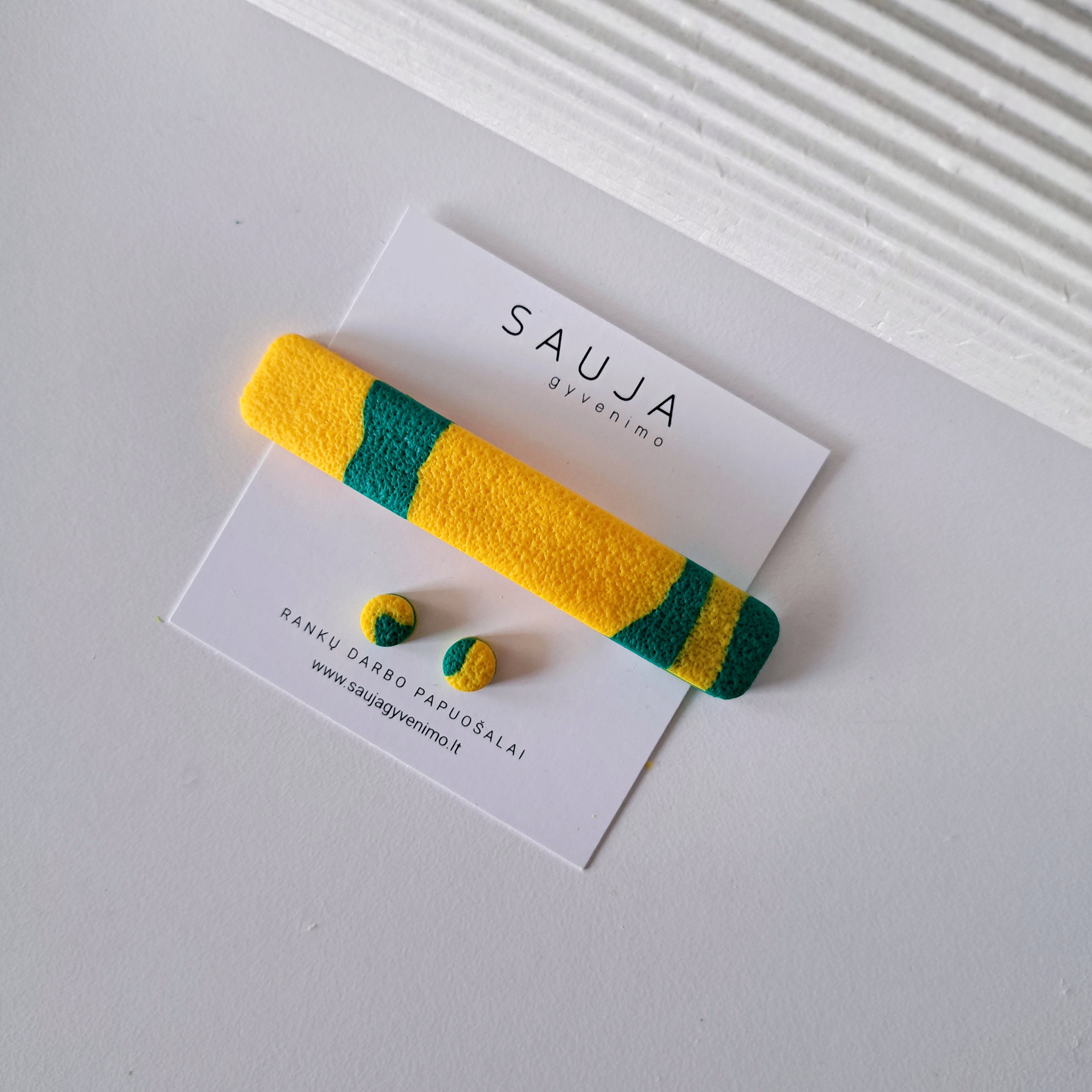 Geltonas/žalias segtukas 8 cm