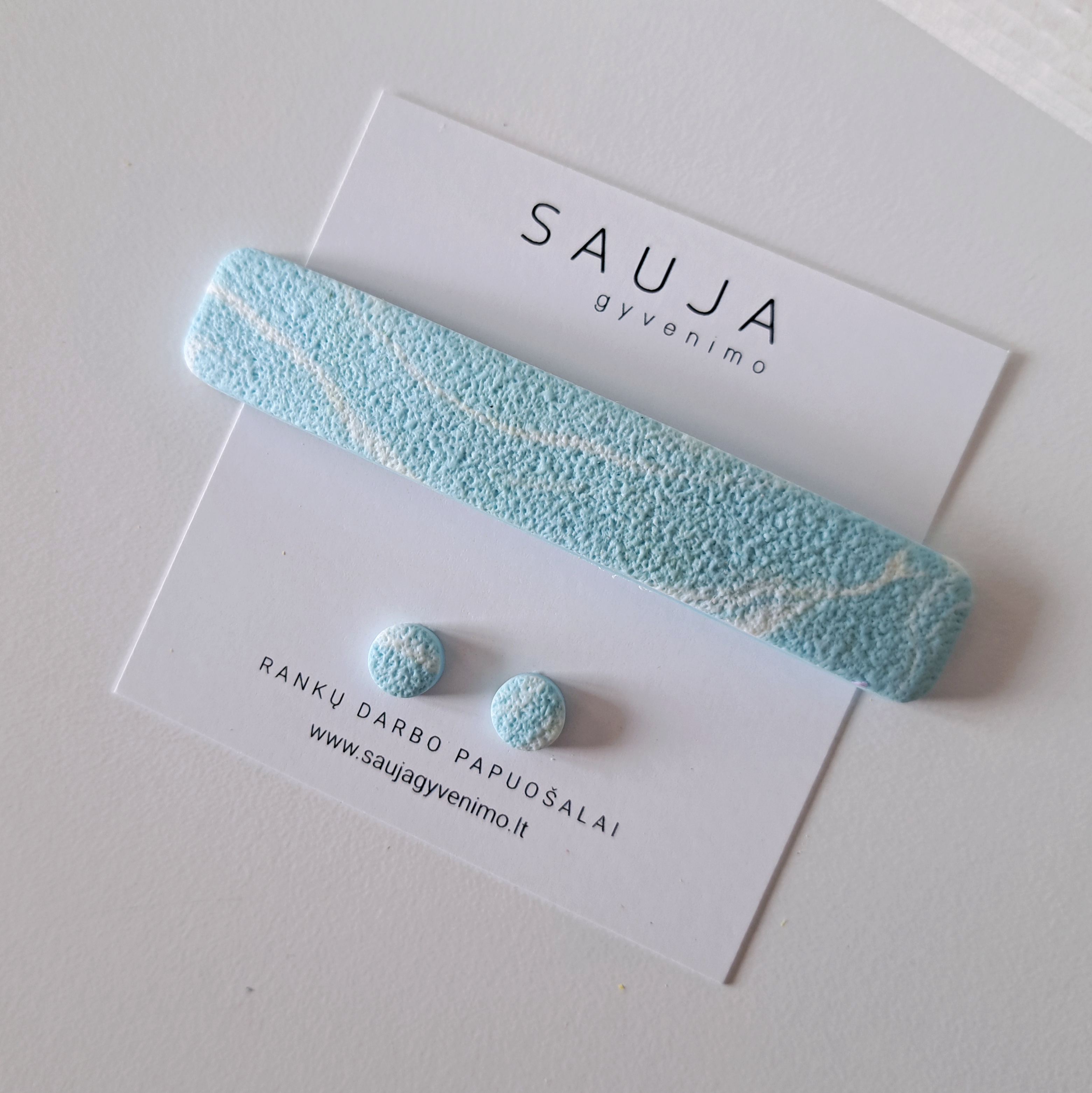 Žydras/baltas segtukas 8 cm