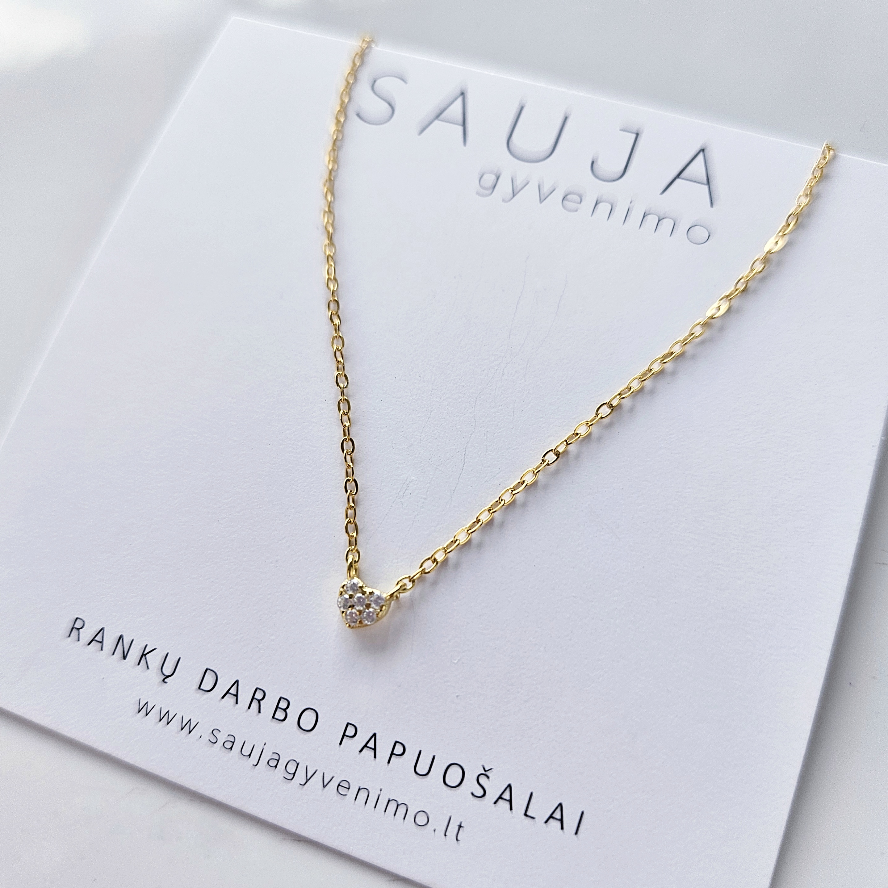 'Heart crystal' grandinėlė | 925 sidabras 