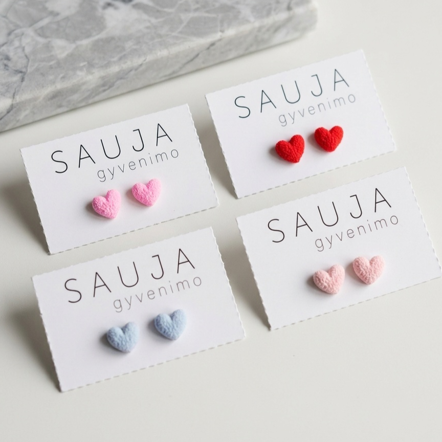 'Grainy heart' auskarai