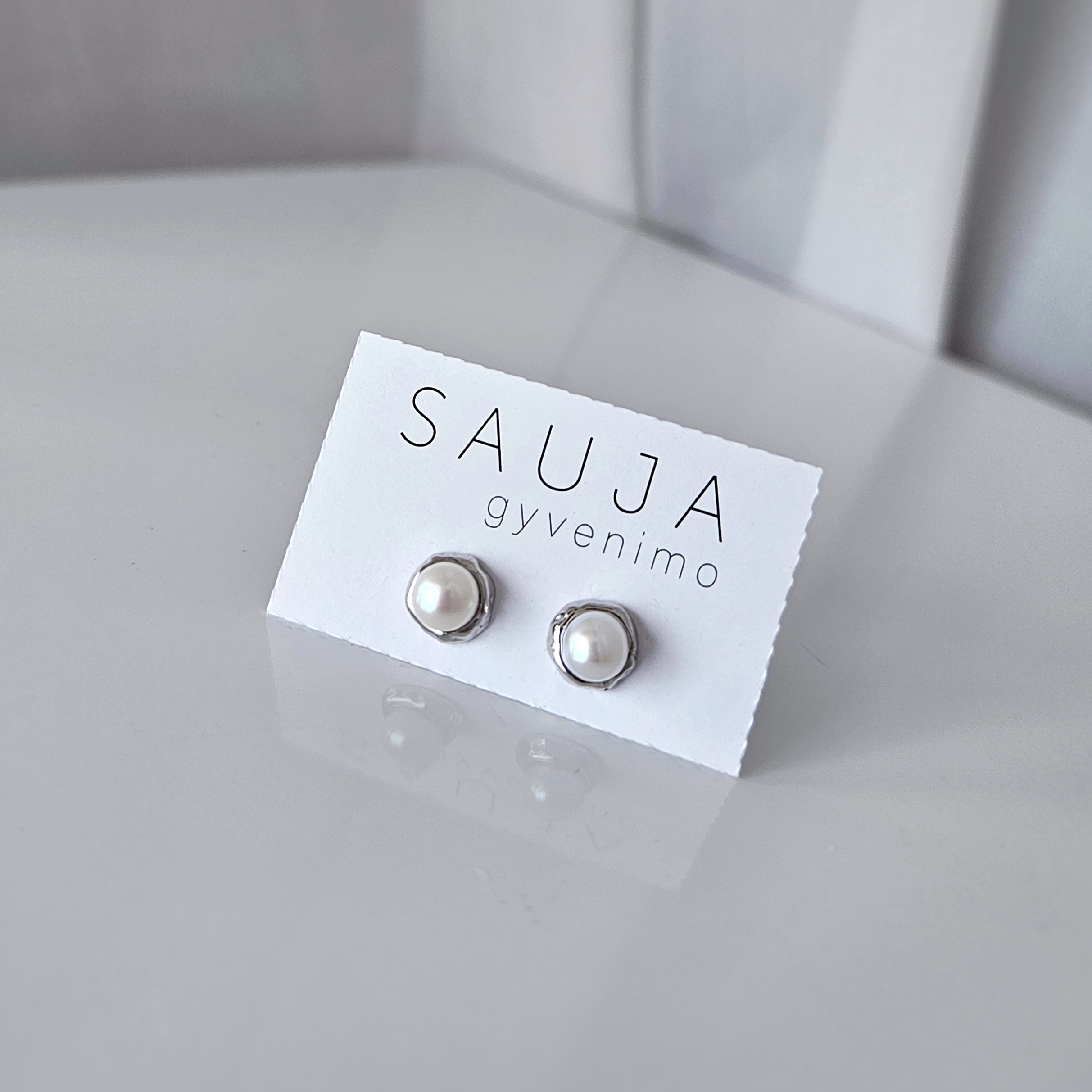 'Pearl silver' auskarai | 925 sidabras 