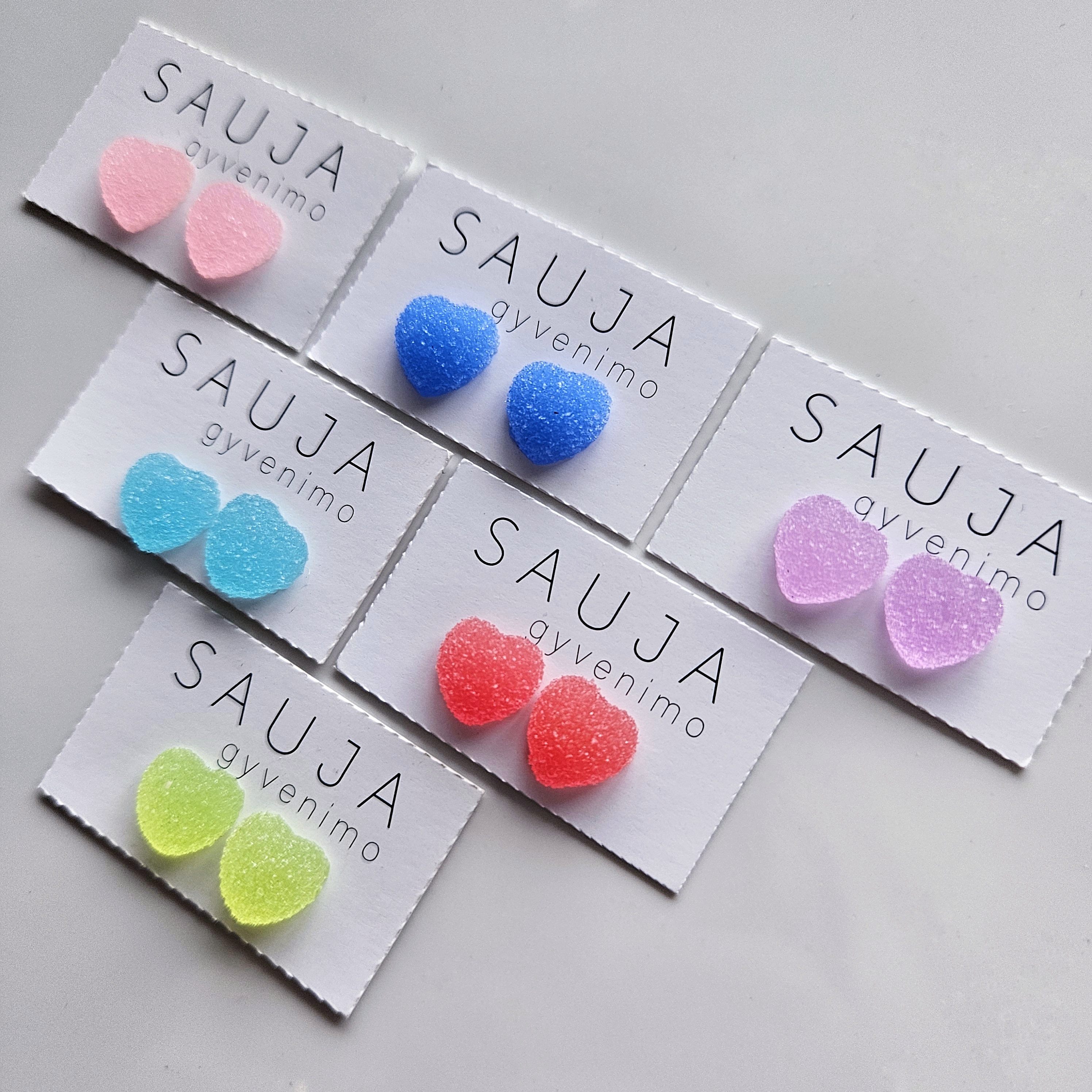 'Gummy heart' auskarai