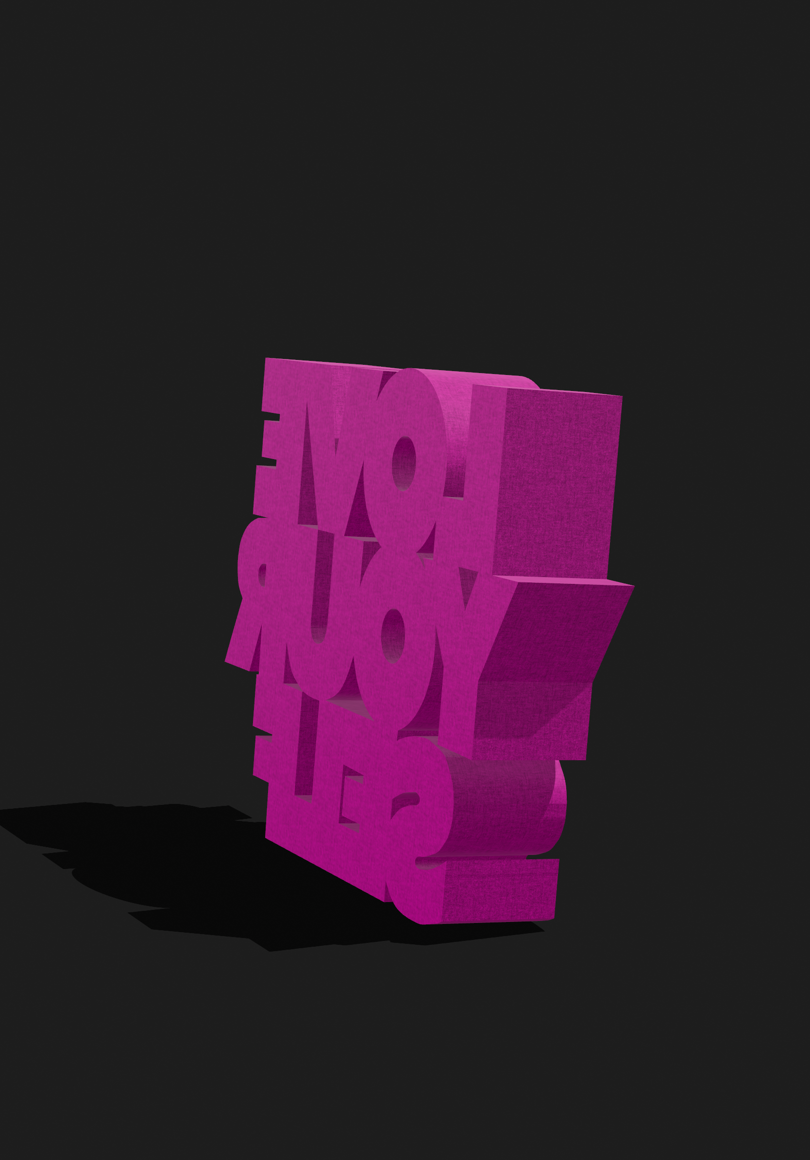 3 Word Phrase 3D Object Customized