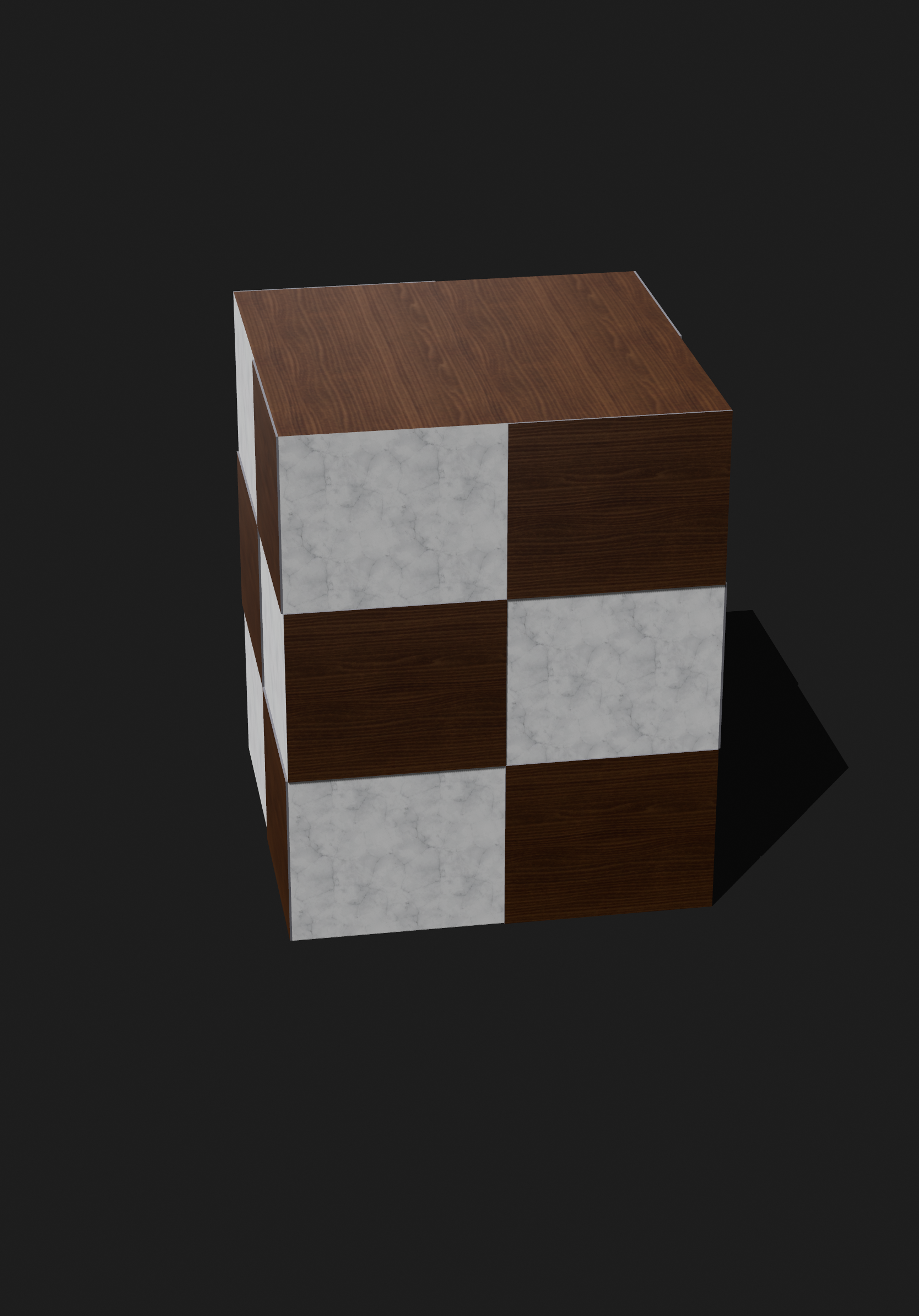 Wood Marble Side Table 3D Object