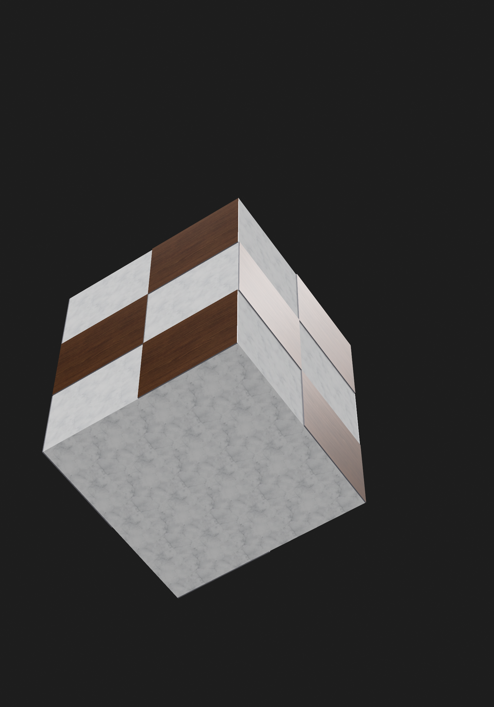 Wood Marble Side Table 3D Object