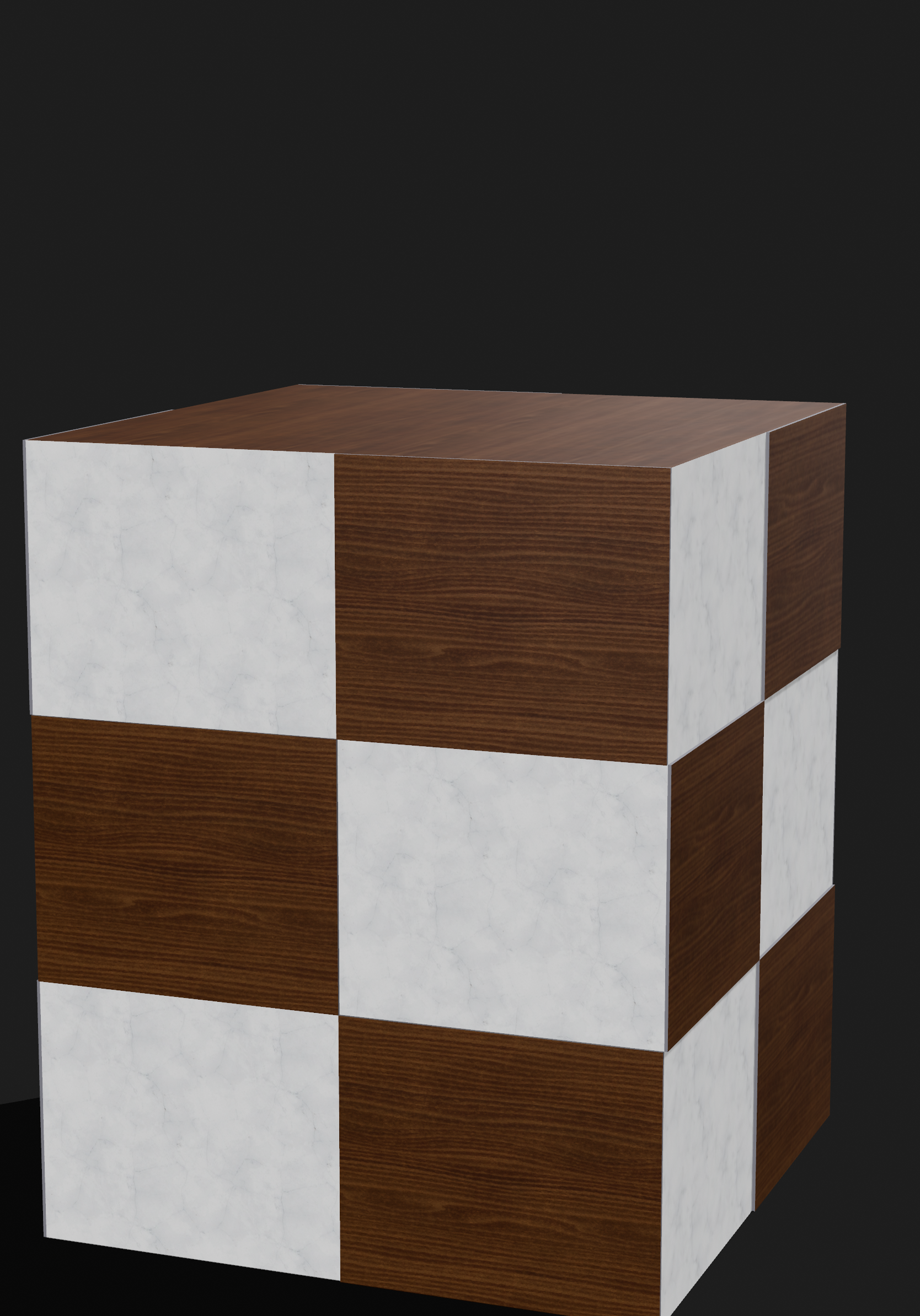Wood Marble Side Table 3D Object