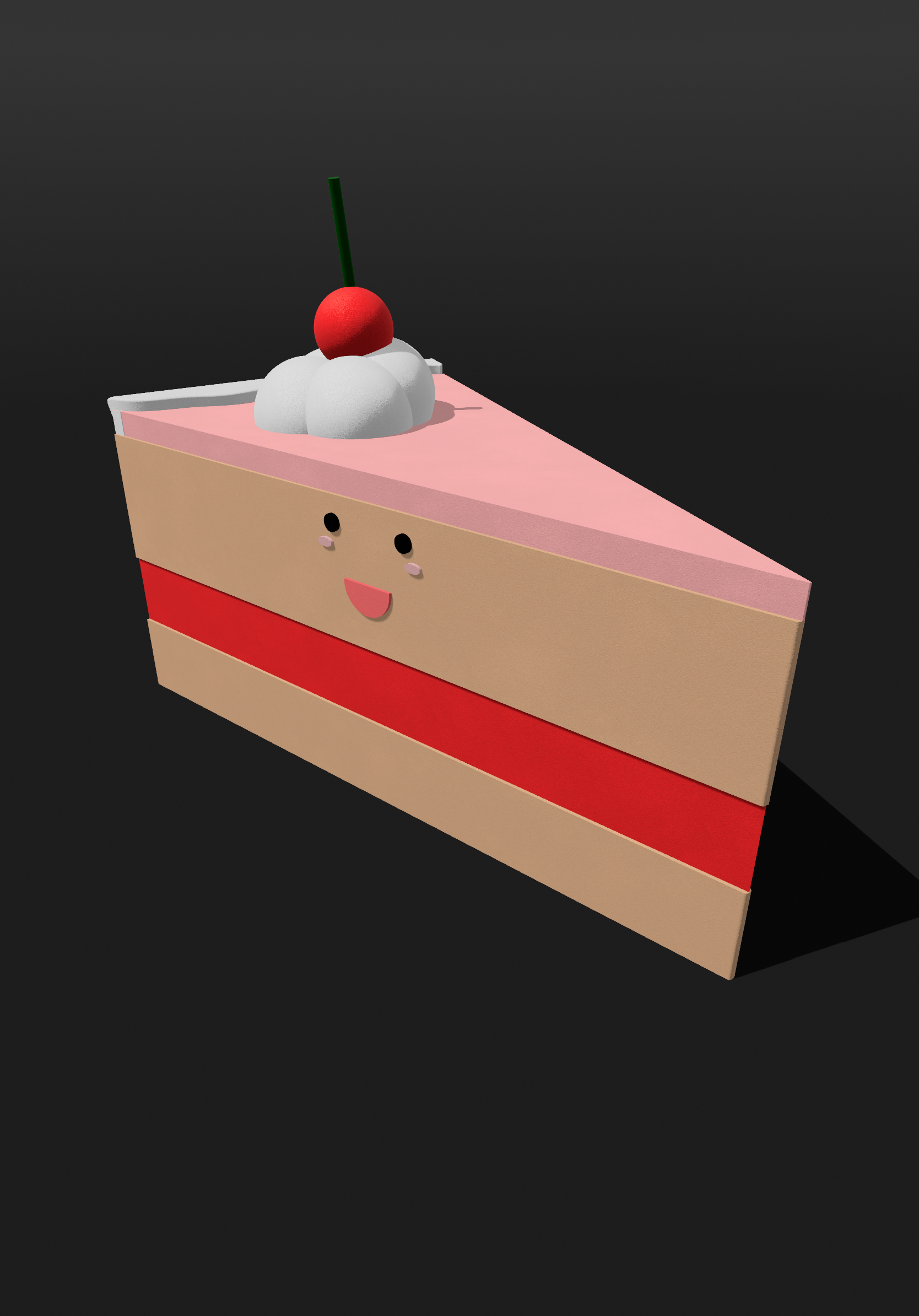 Cake Slice Kawaii 3D Object