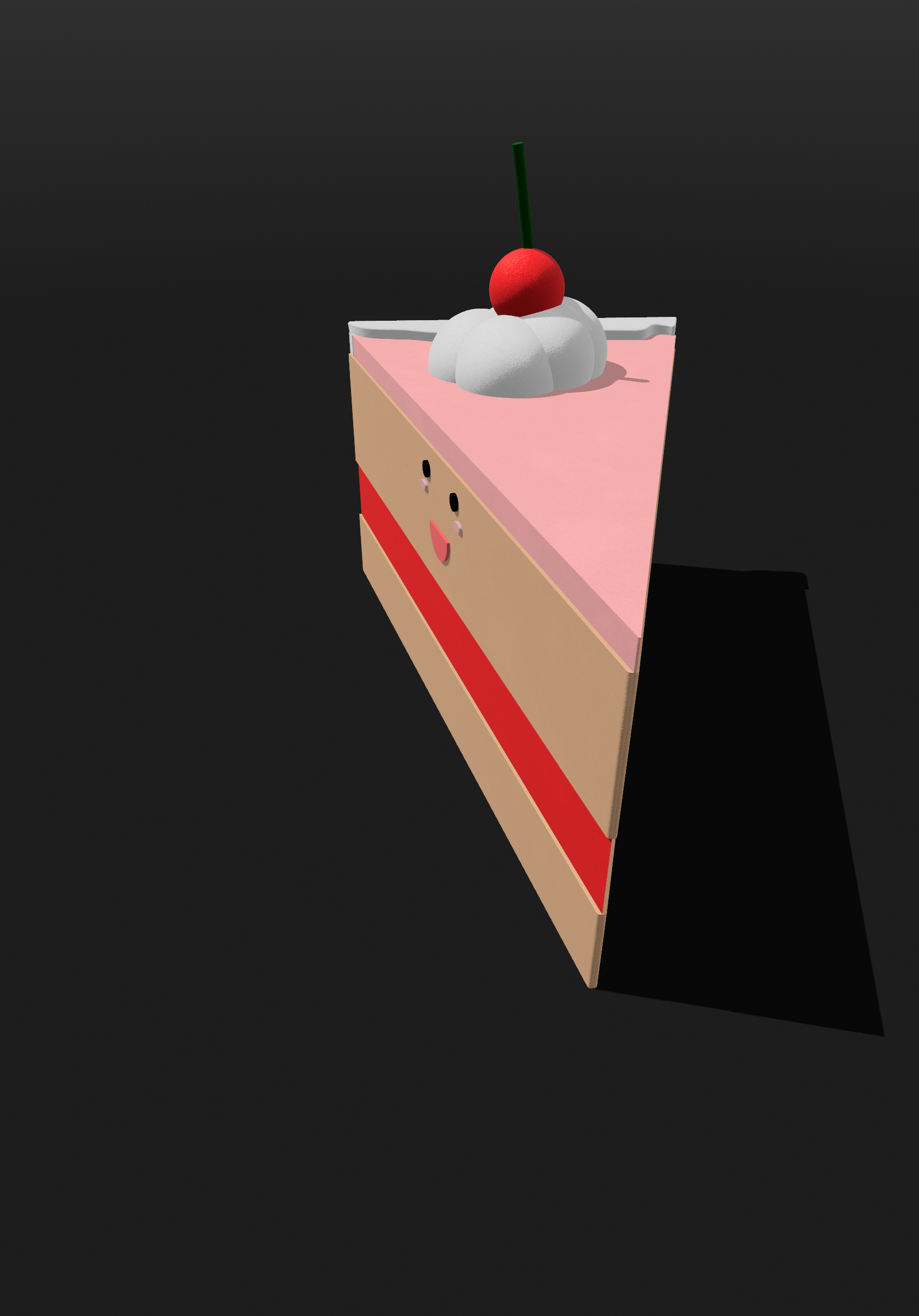 Cake Slice Kawaii 3D Object