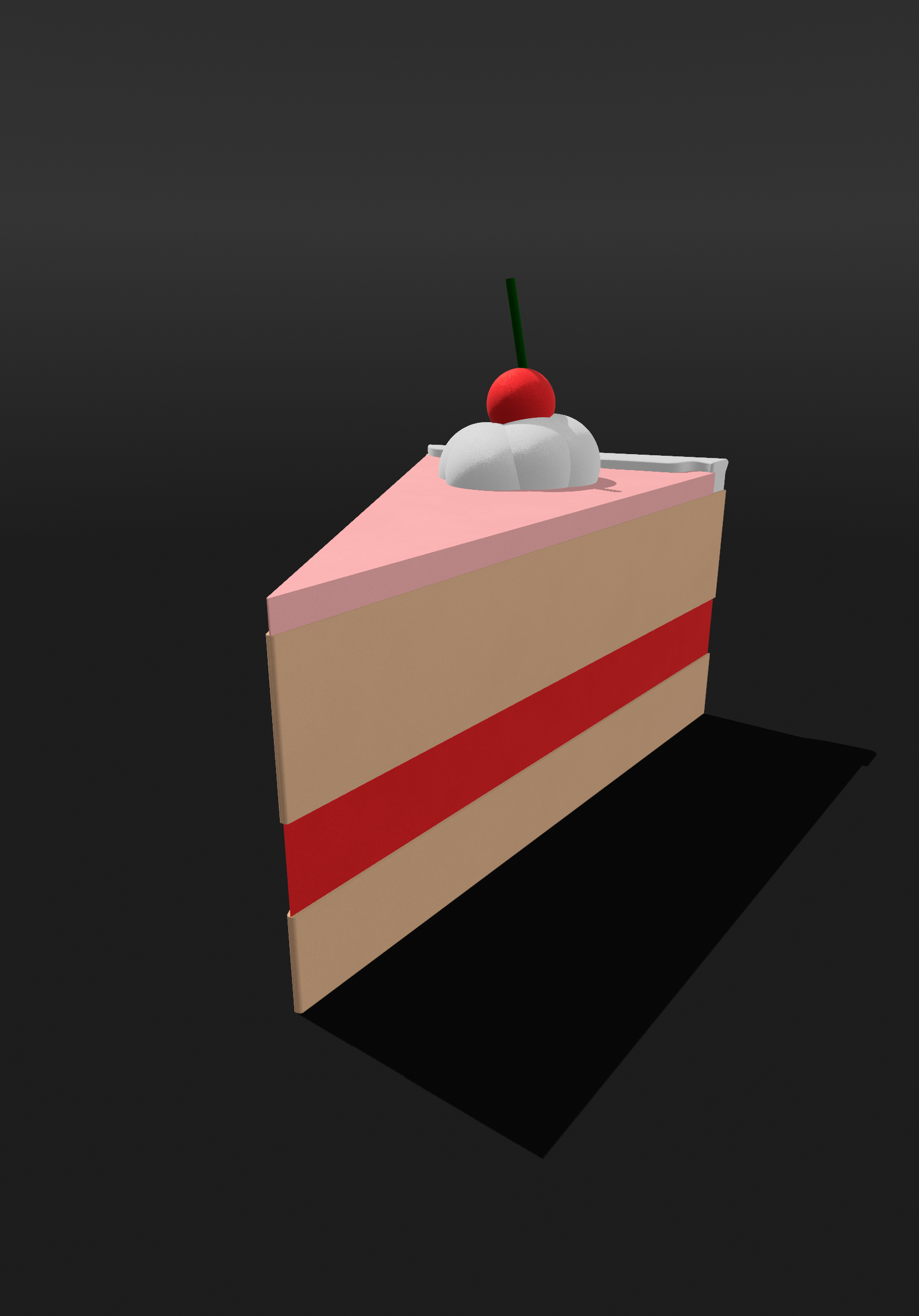 Cake Slice Kawaii 3D Object