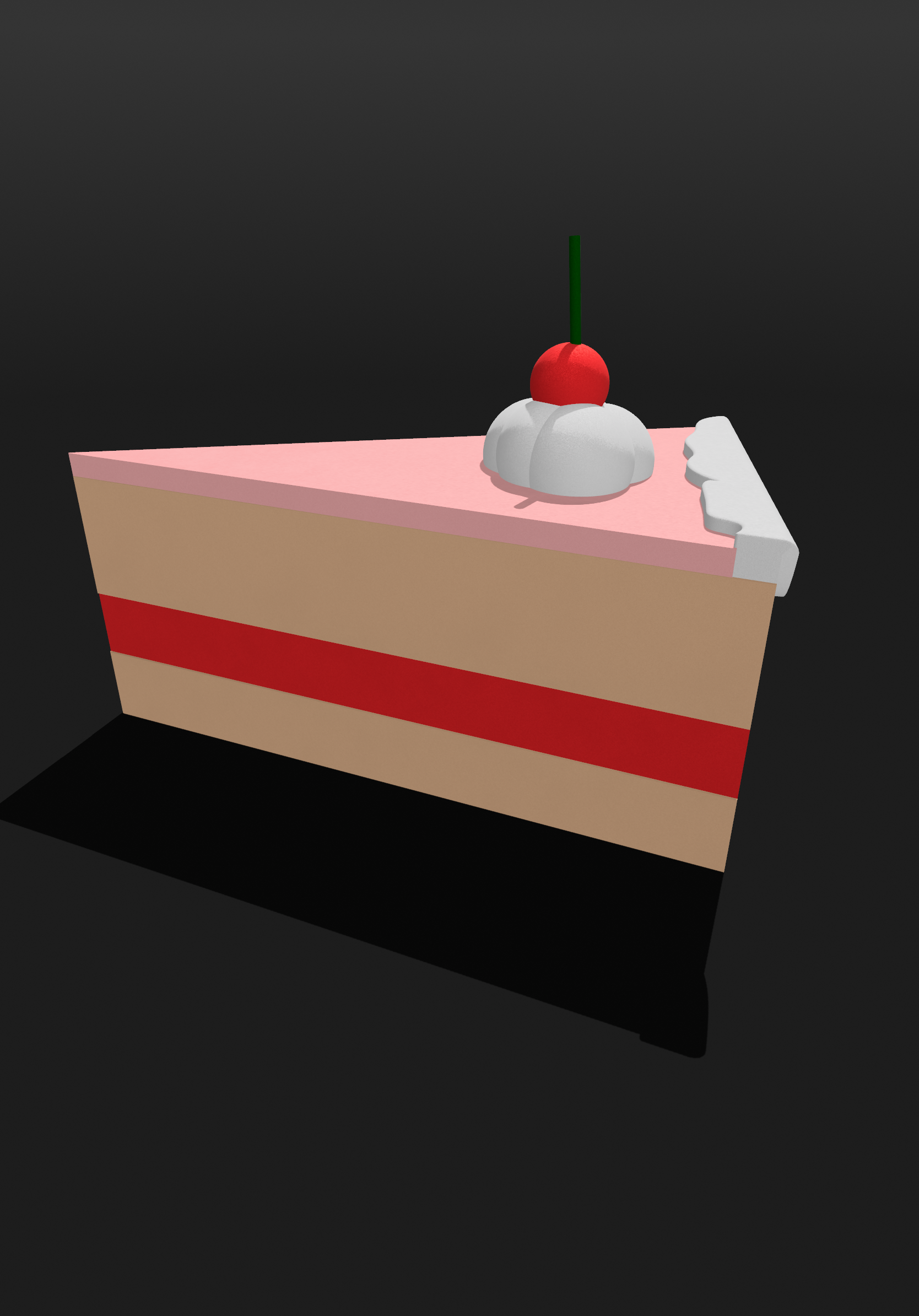 Cake Slice Kawaii 3D Object