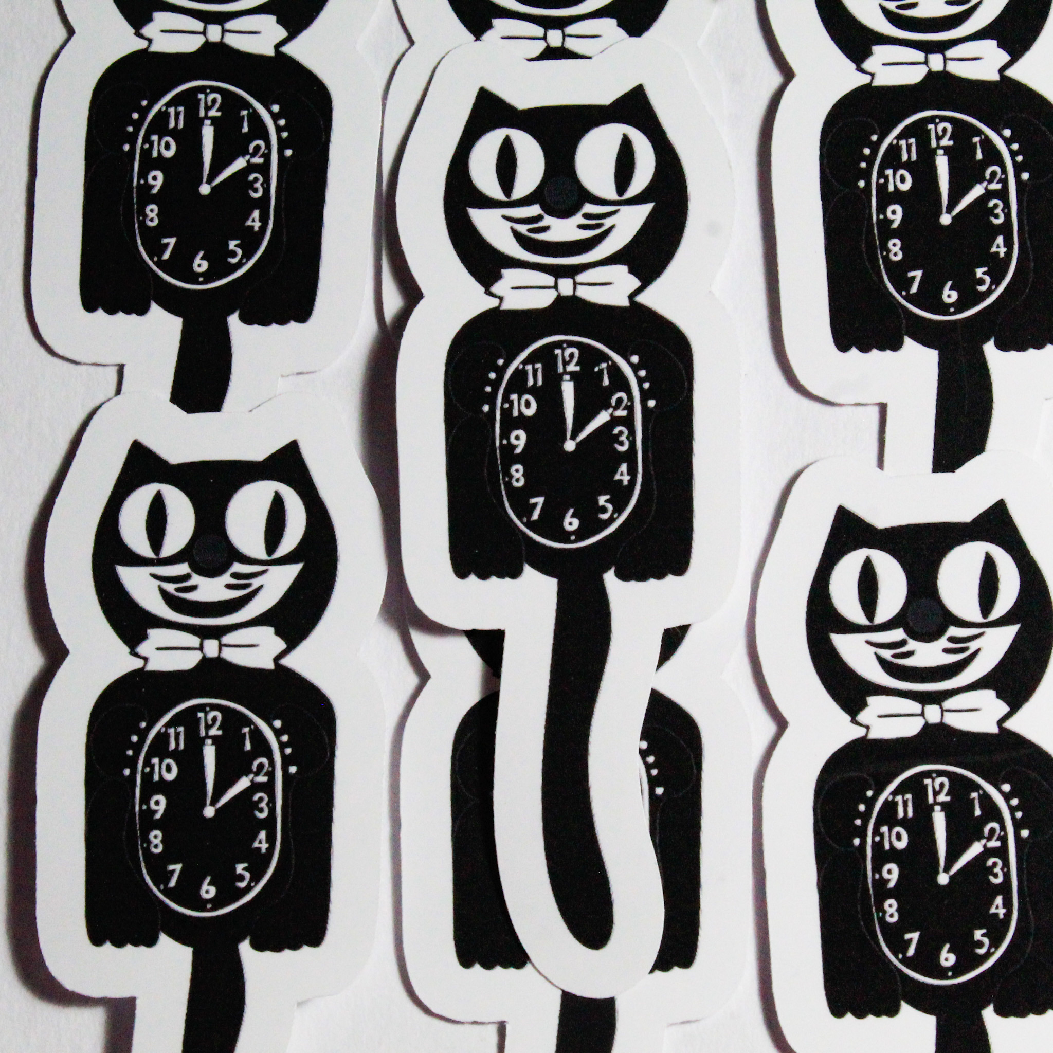 Vintage Black Cat Clocks Matte Vinyl Stickers