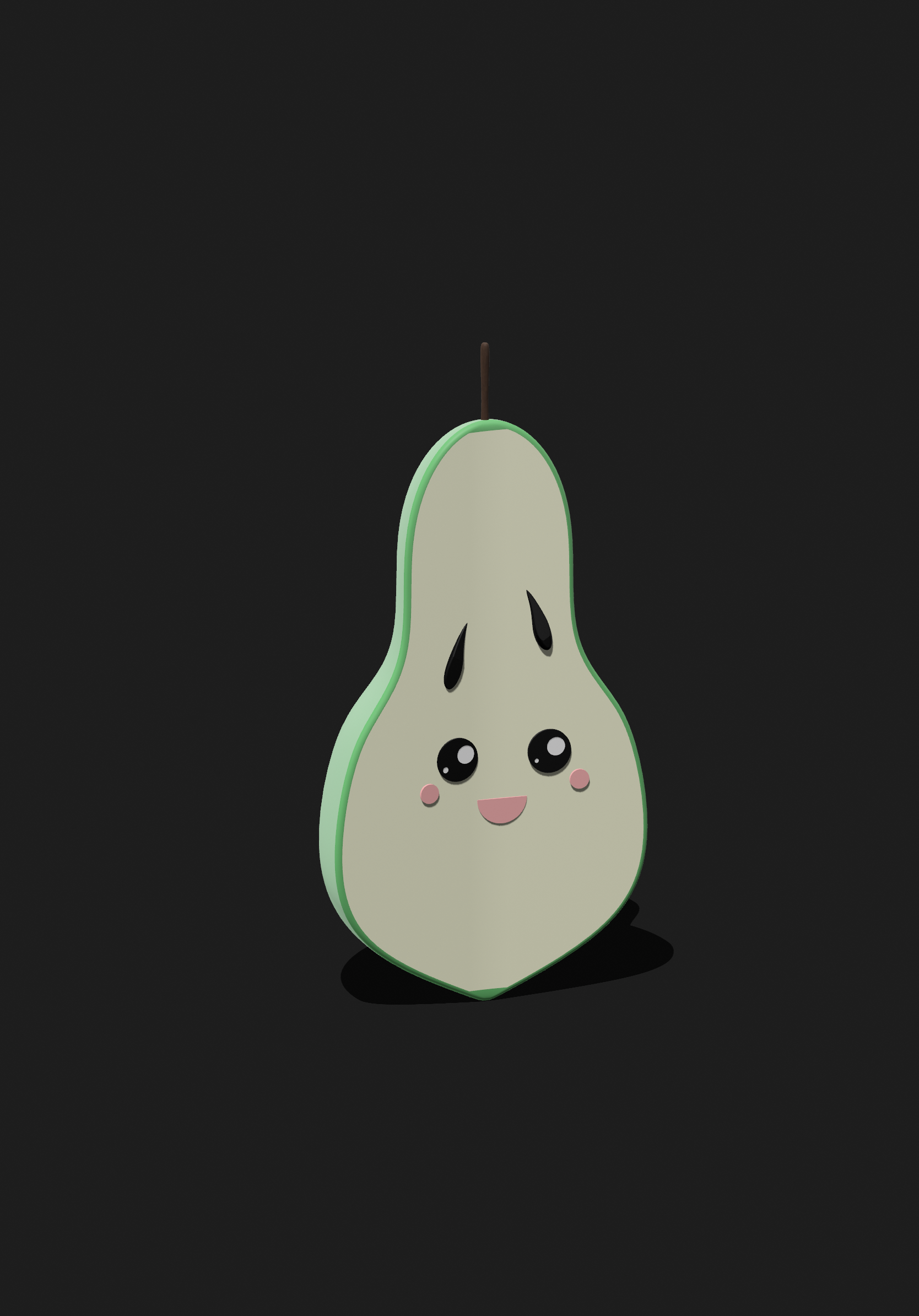 Kawaii Half of Pear 3D Object
