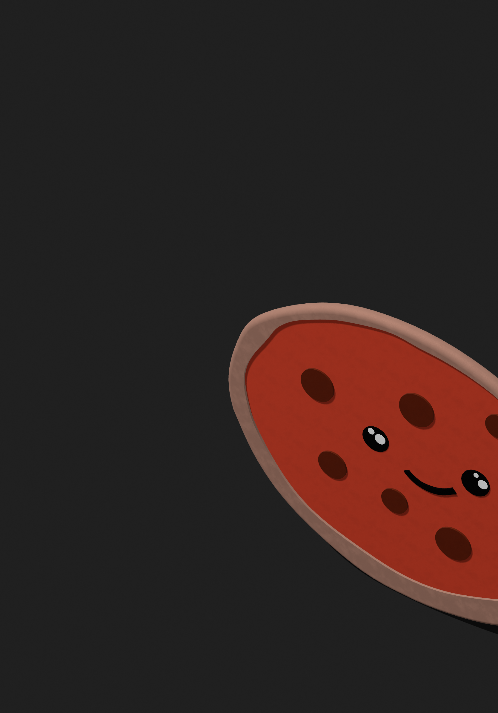 Kawaii Cute Whole Pizza 3D Model
