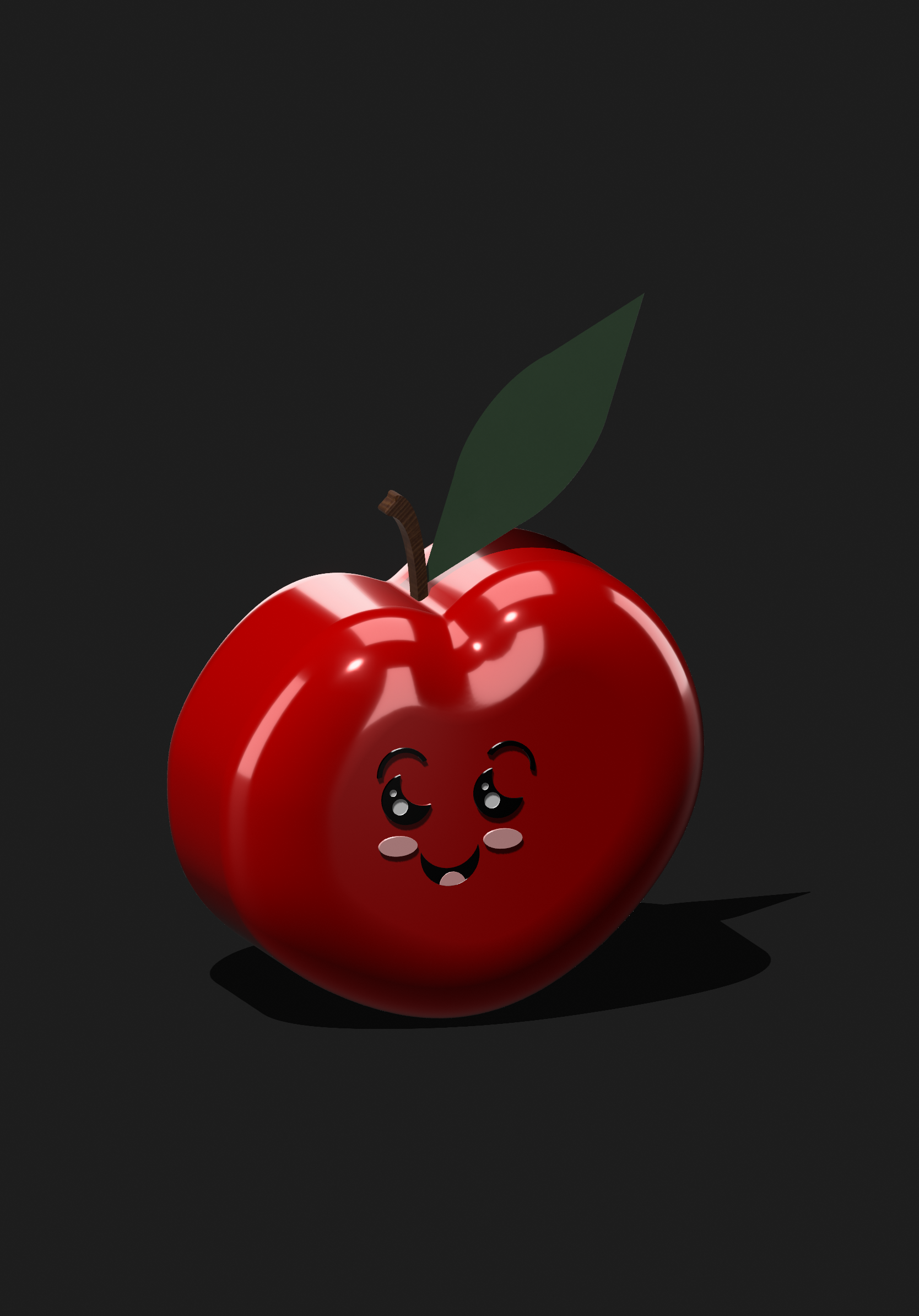 Kawaii Shiny Apple 3D Model