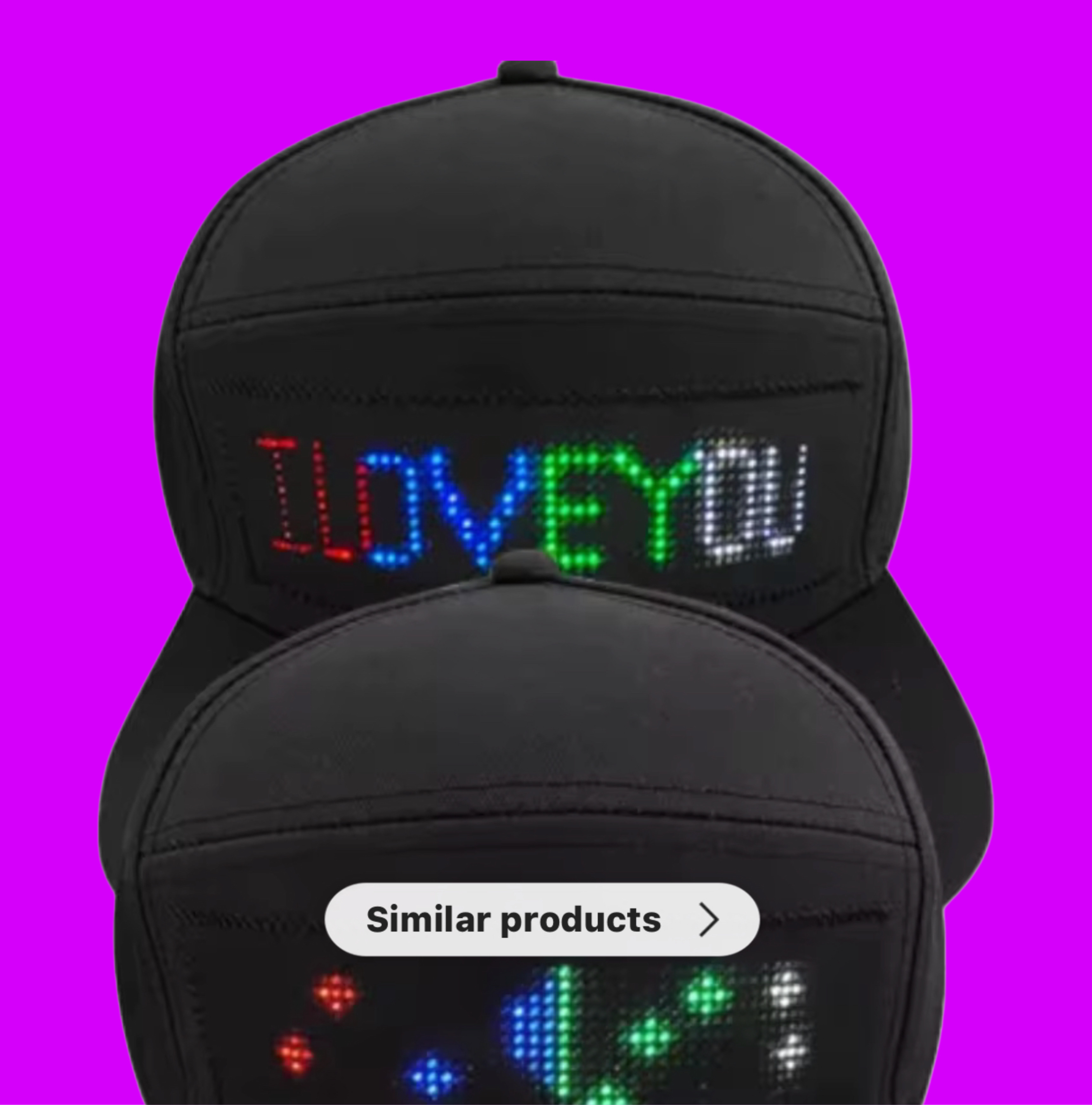 Programmable Digital LED Hat | Create Custom Animations, Text & Art | Bluetooth App Control | Rechargeable & Adjustable
