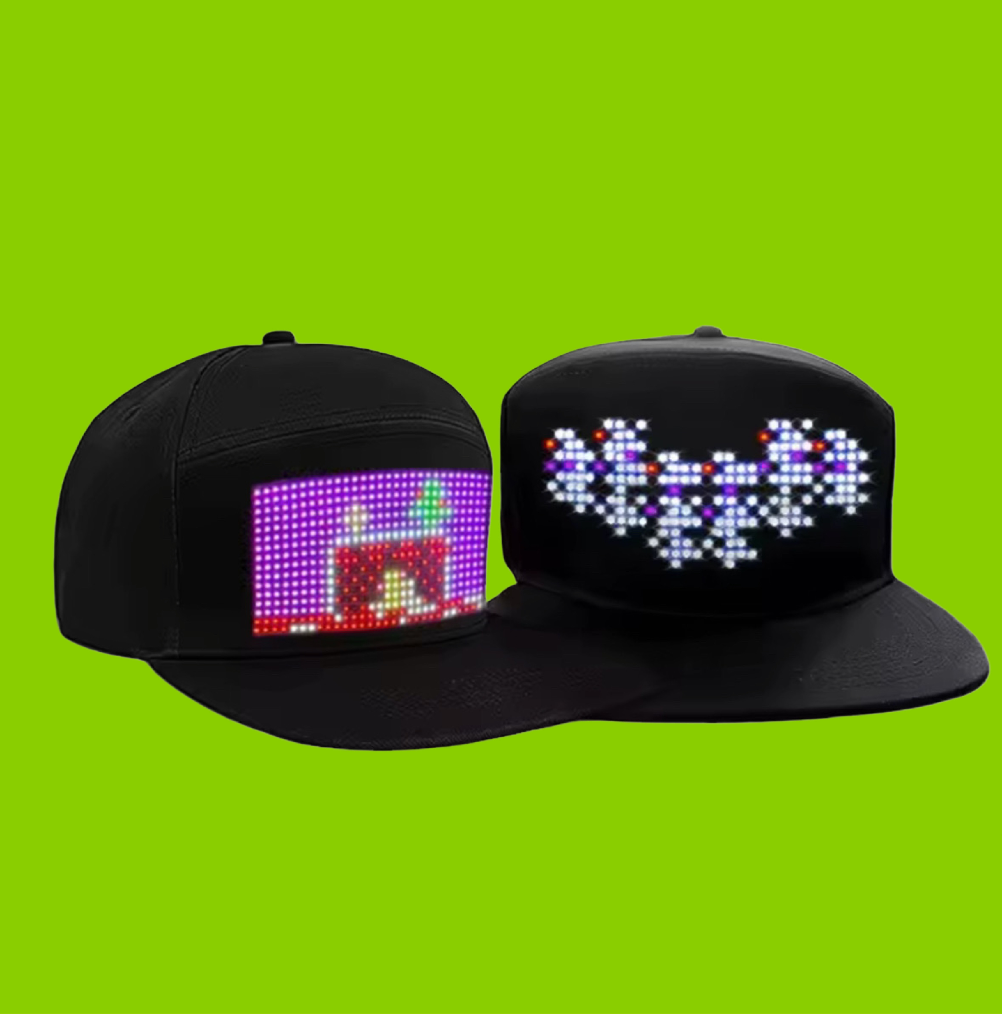 Programmable Digital LED Hat | Create Custom Animations, Text & Art | Bluetooth App Control | Rechargeable & Adjustable