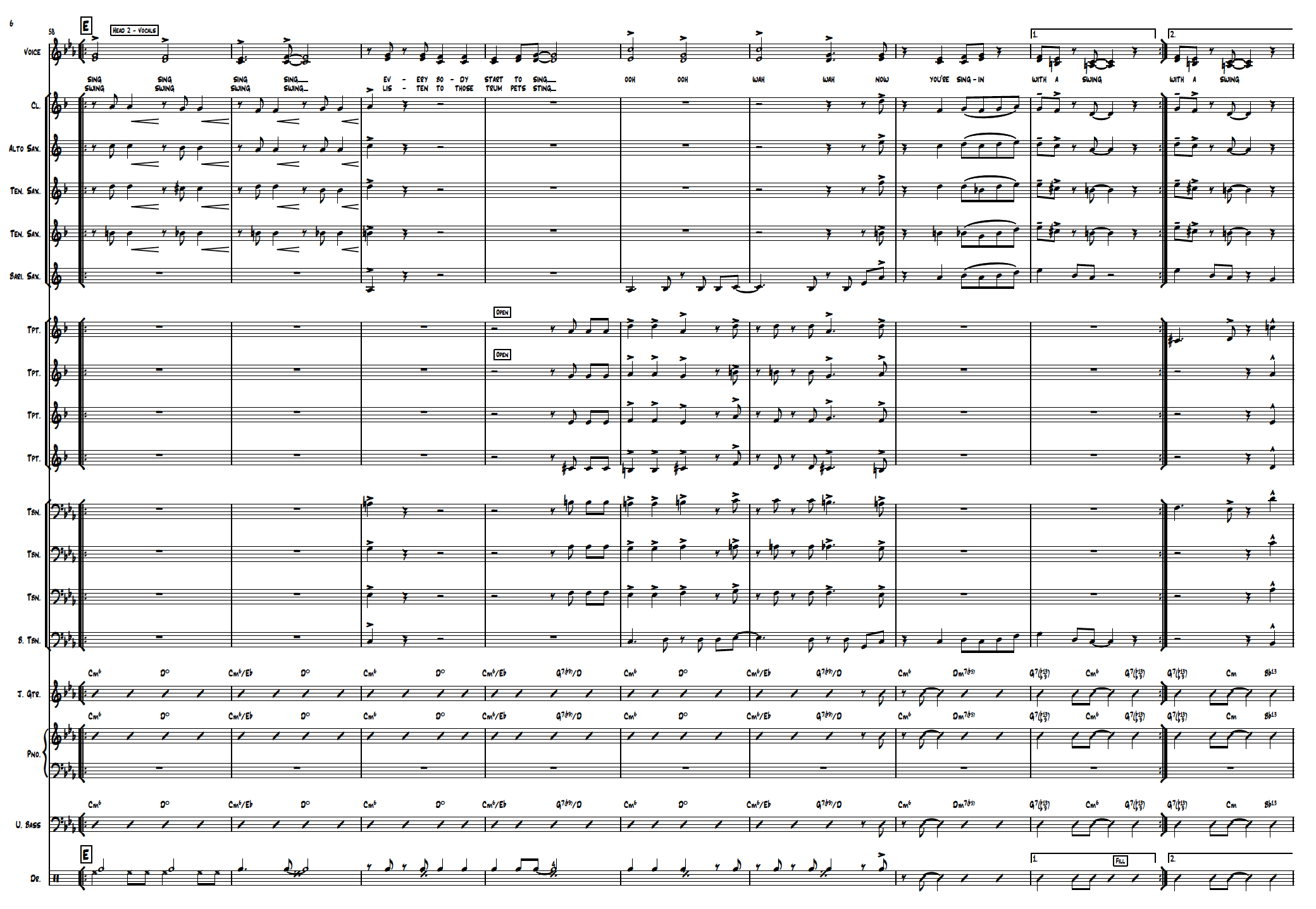 "Sing Sing Sing" Big Band 4/4/5 + 2 female singers