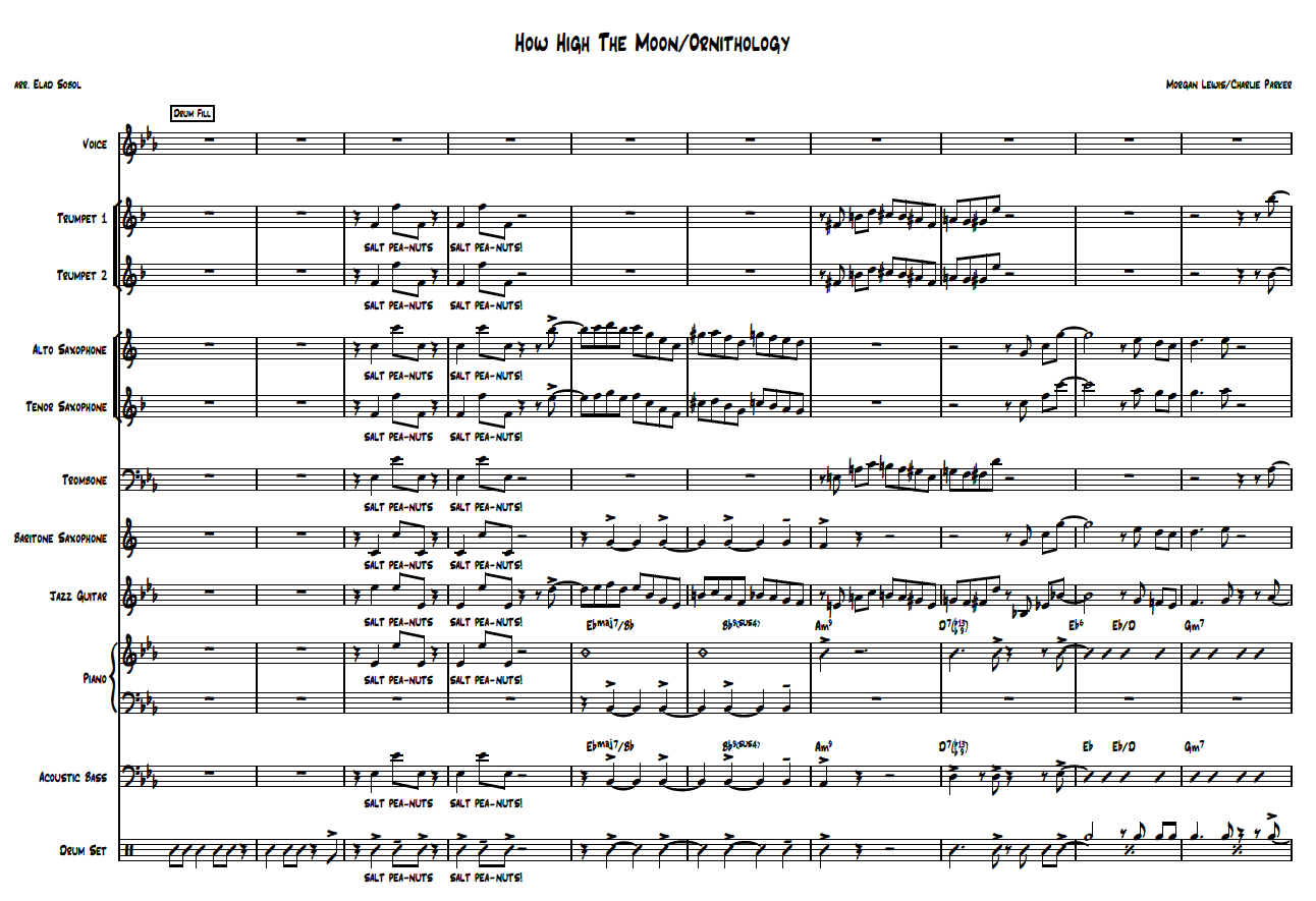 How High The Moon/Ornithology 6 Horns + Singer Chart