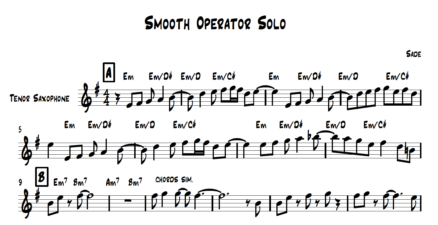 Smooth Operator Sax FULL Transcription