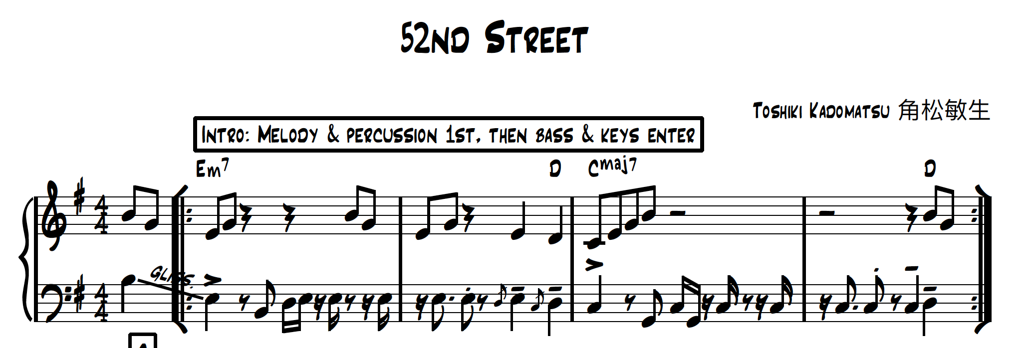 52nd Street Lead Sheet Toshiki Kadomatsu ⻆松敏⽣