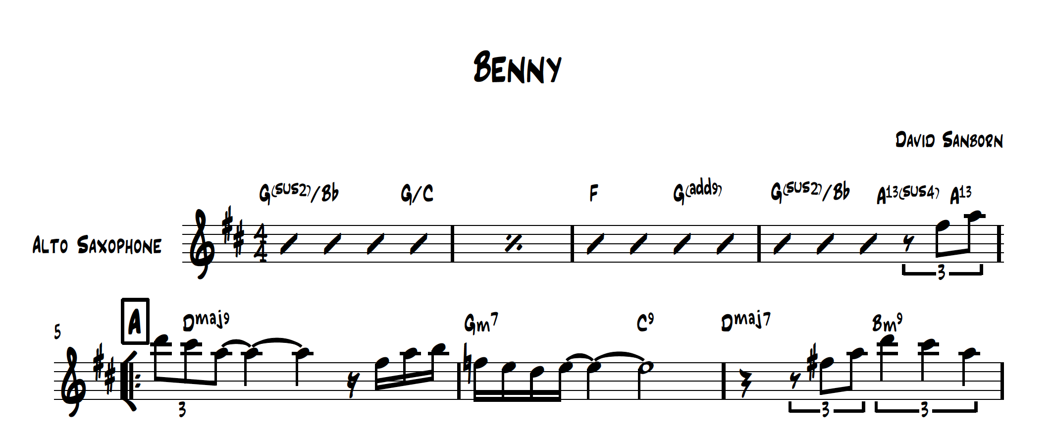 Benny, David Sanborn Lead Sheet