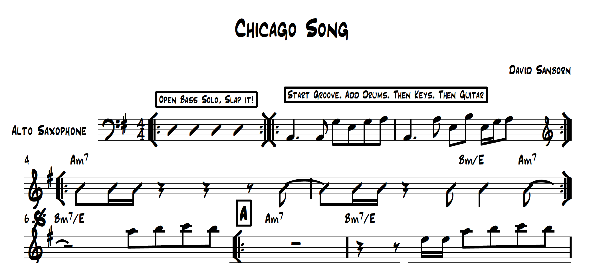Chicago Song Lead Sheet David Sanborn