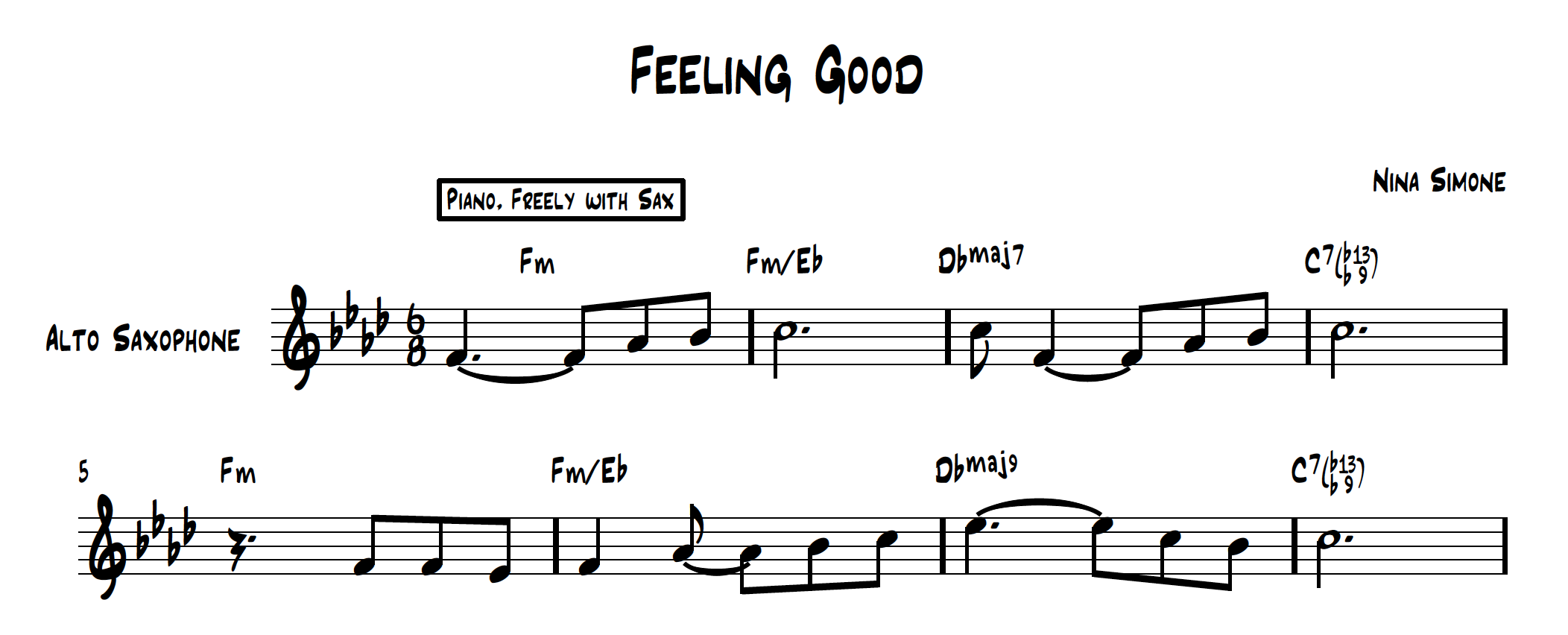 Feeling Good Lead Sheet (Nina Simone)