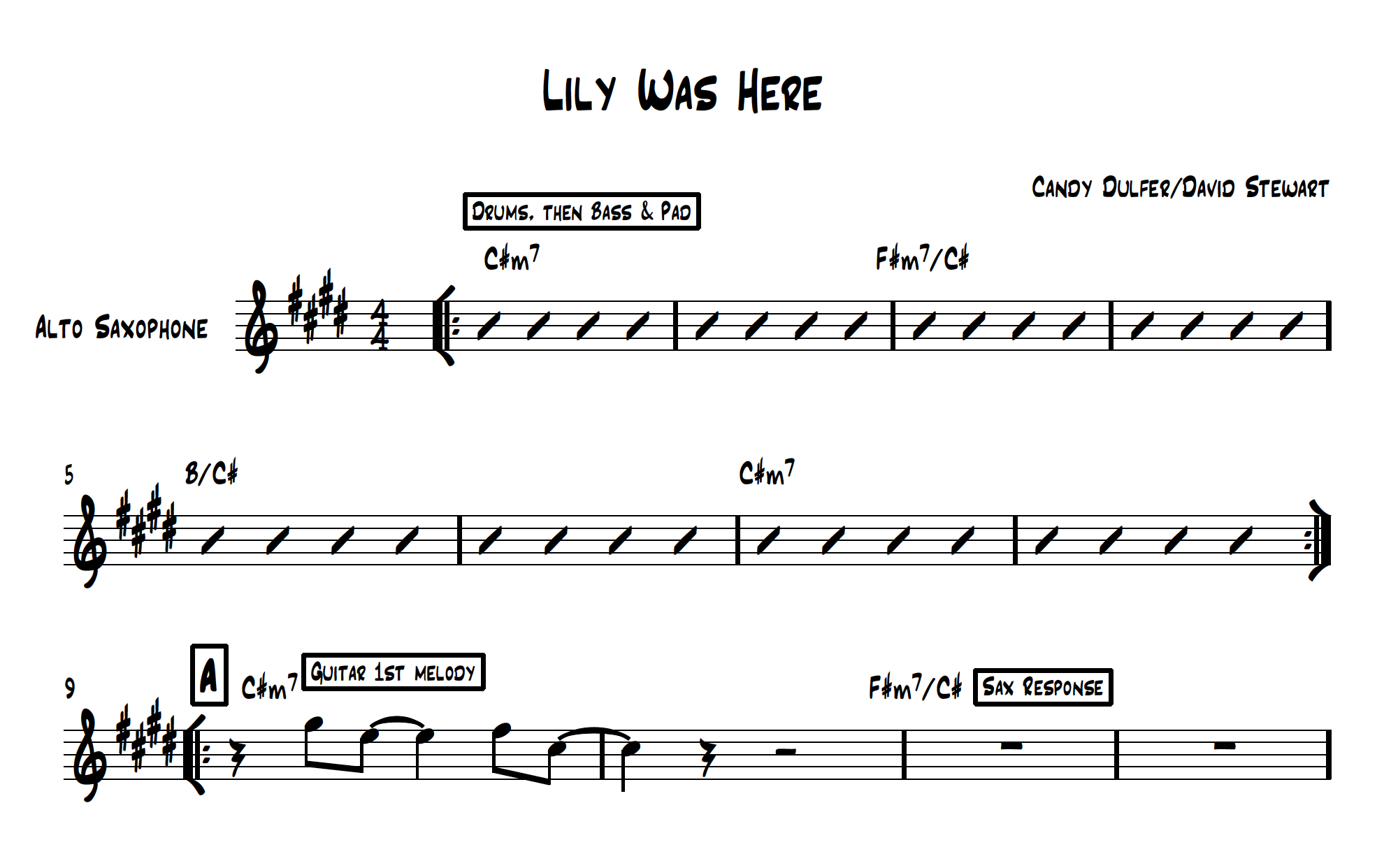 Lily Was Here Lead Sheet, Candy Dulfer/Dave Stewart