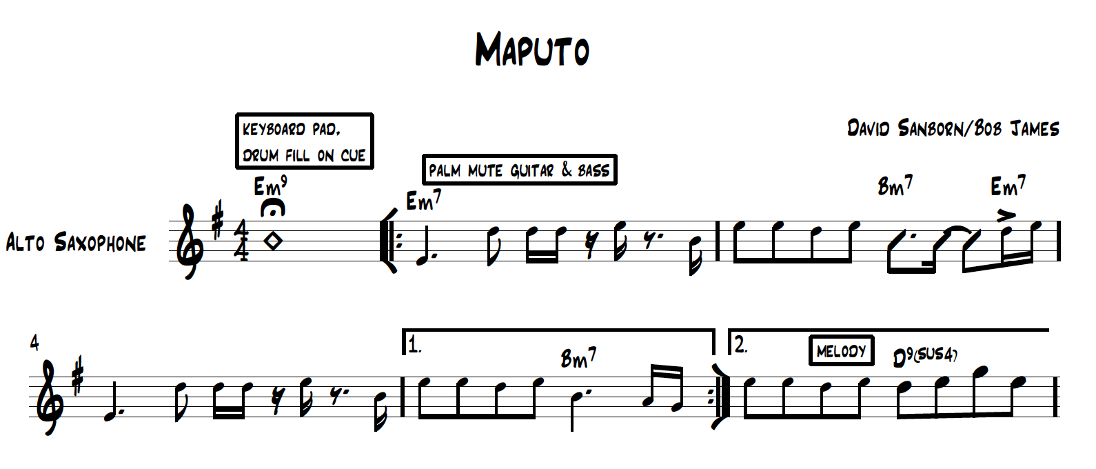 Maputo Lead Sheet, David Sanborn/Bob James